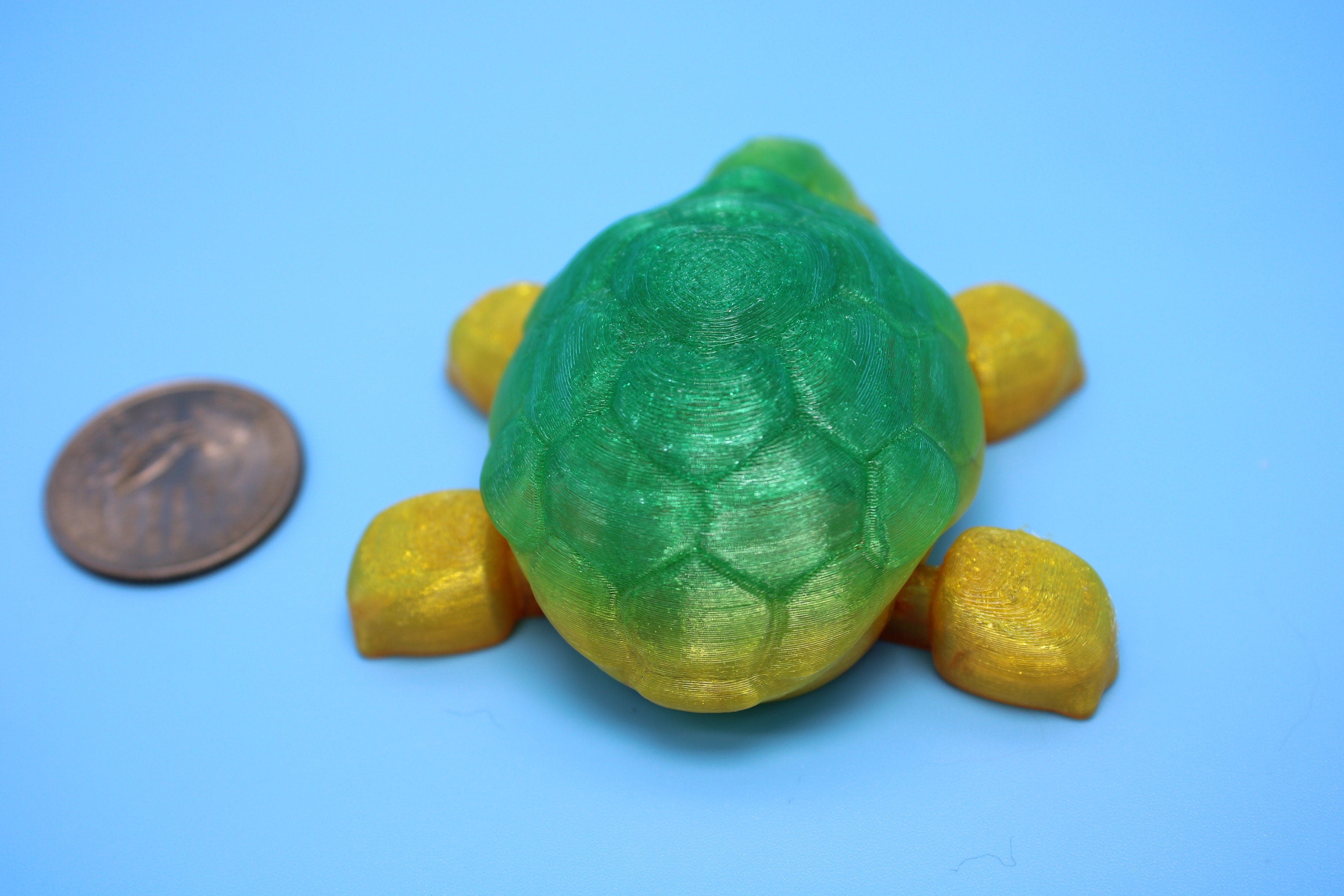 Miniature Flexible Articulating Turtle | 3D Printed Cute Turtle with heart on shell | Friendly Reptile | Sensory Toy | Fidget Toy. (TPU)