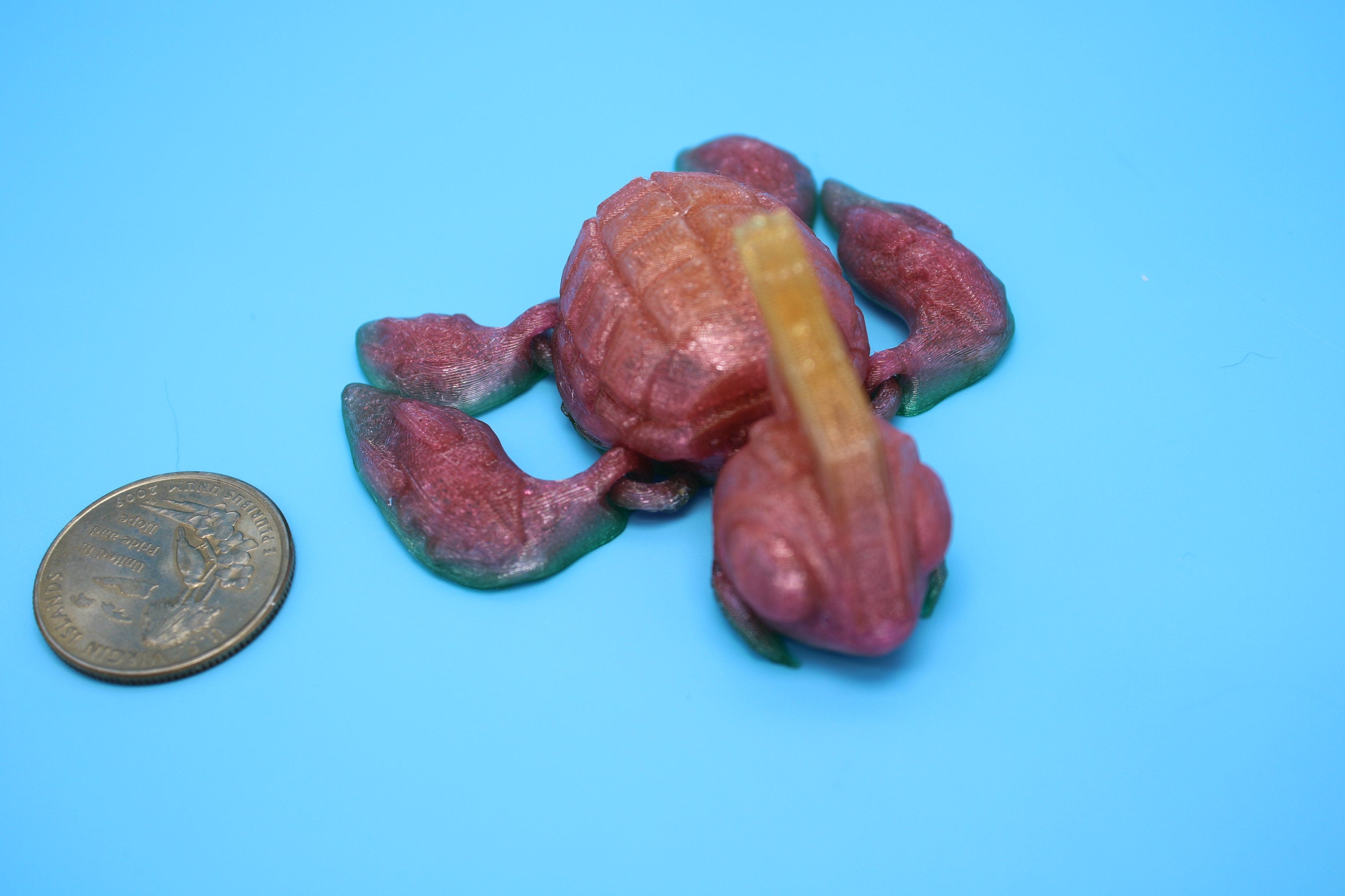 Flexible Grenade Turtle (Grenurtle) - Rainbow | 3D printed | Desk Toy | TPU