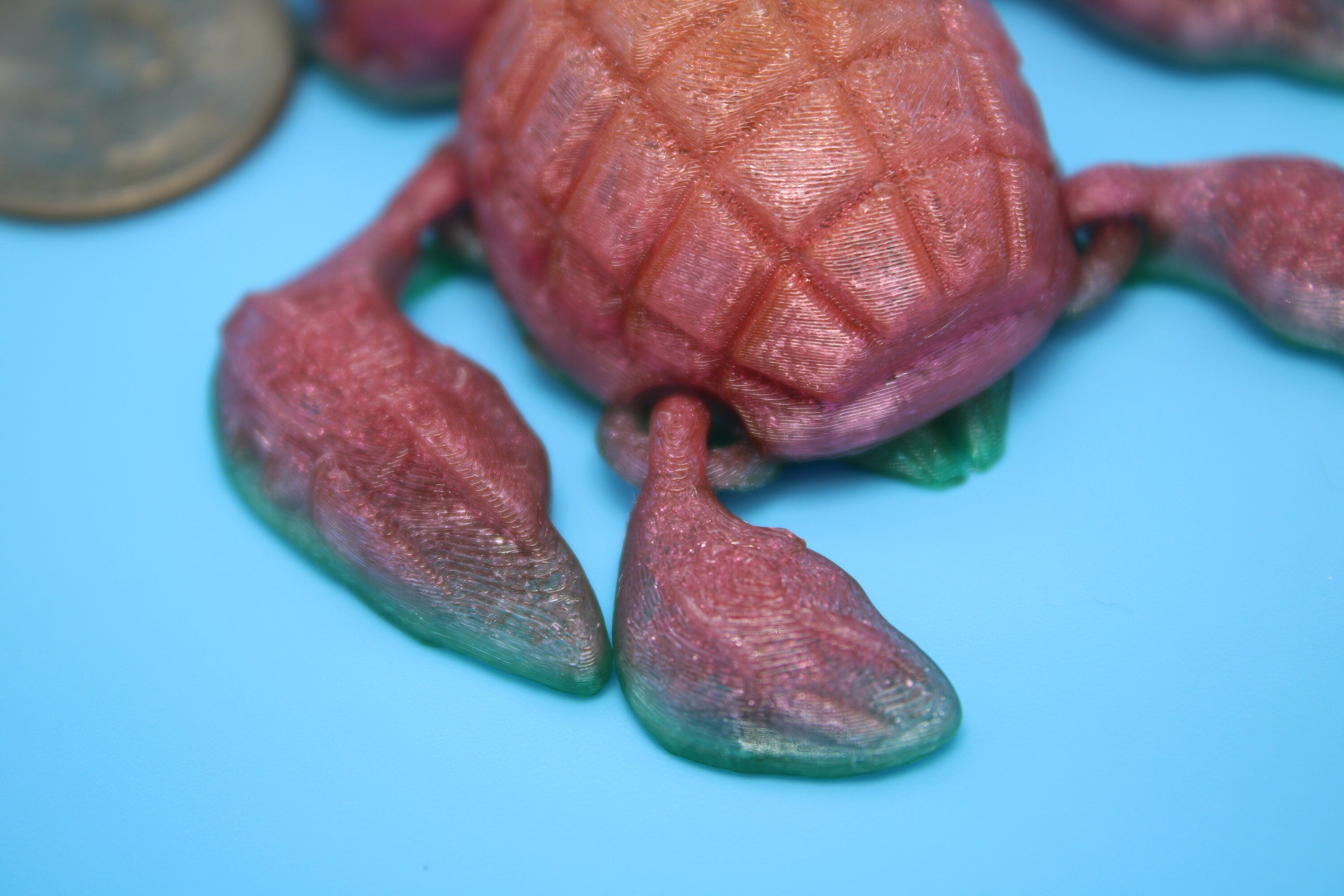 Flexible Grenade Turtle (Grenurtle) - Rainbow | 3D printed | Desk Toy | TPU