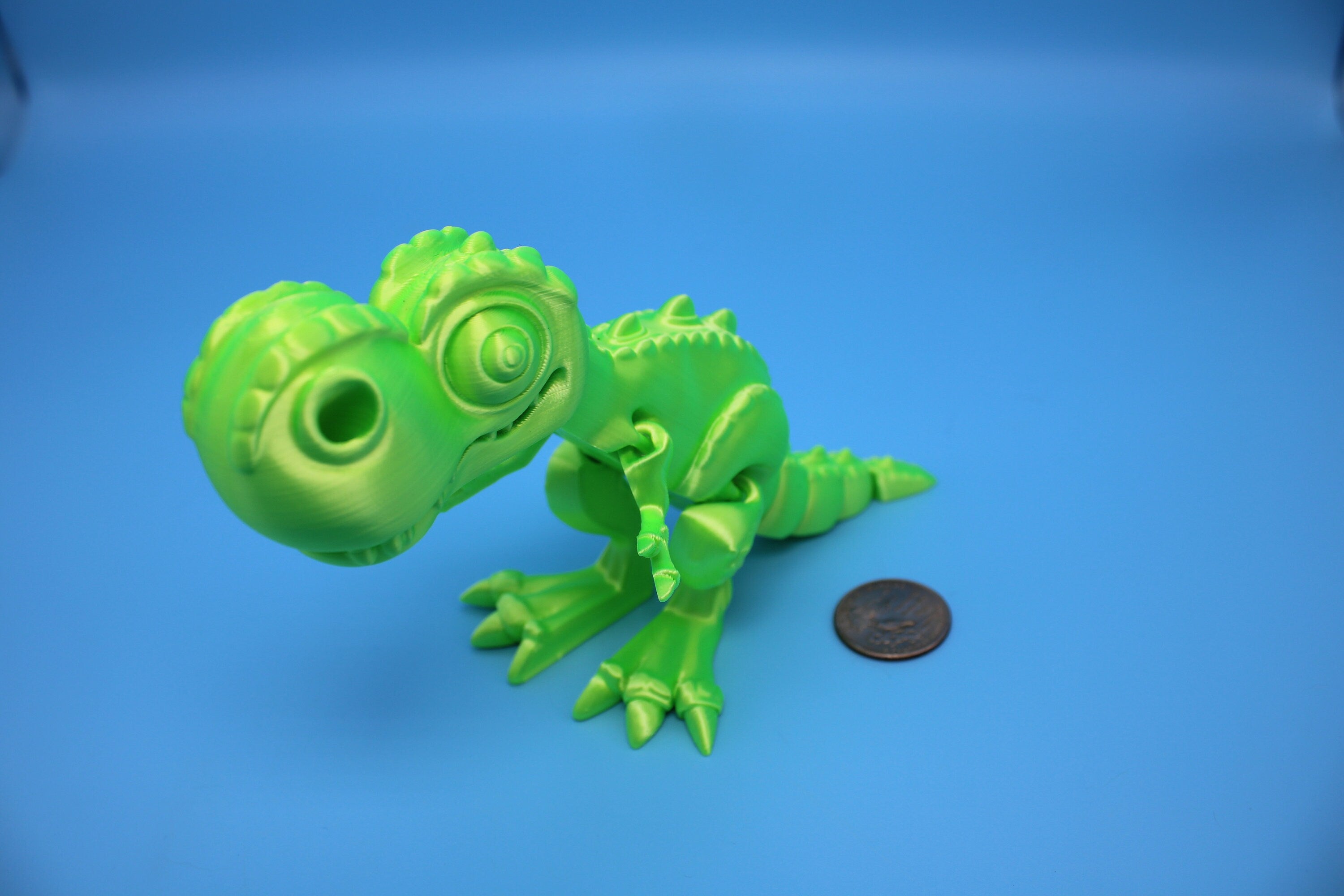 Flexi T-Rex -Green | Articulating | 3D Printed | Tyrannosaurus | Super Cute Dinosaur.