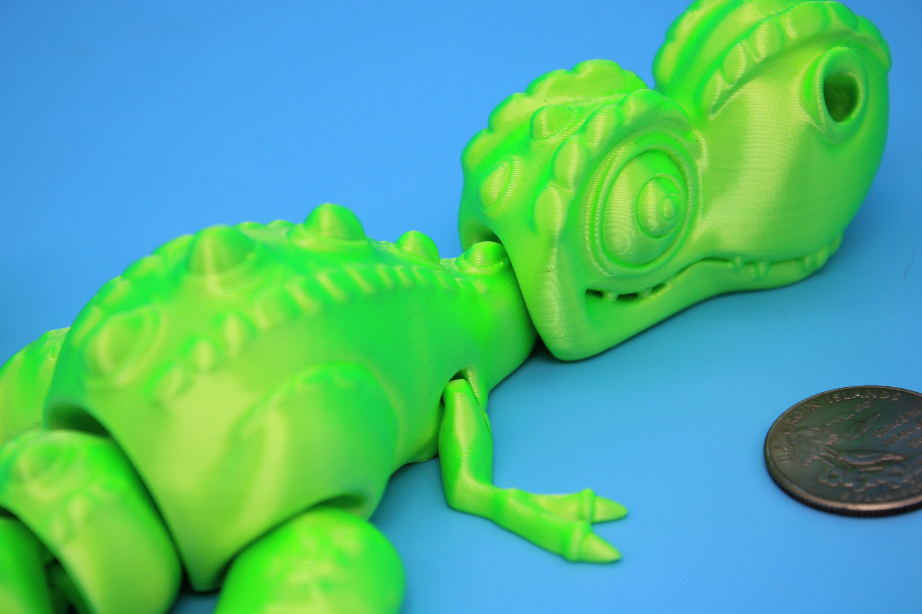 Flexi T-Rex -Green | Articulating | 3D Printed | Tyrannosaurus | Super Cute Dinosaur.