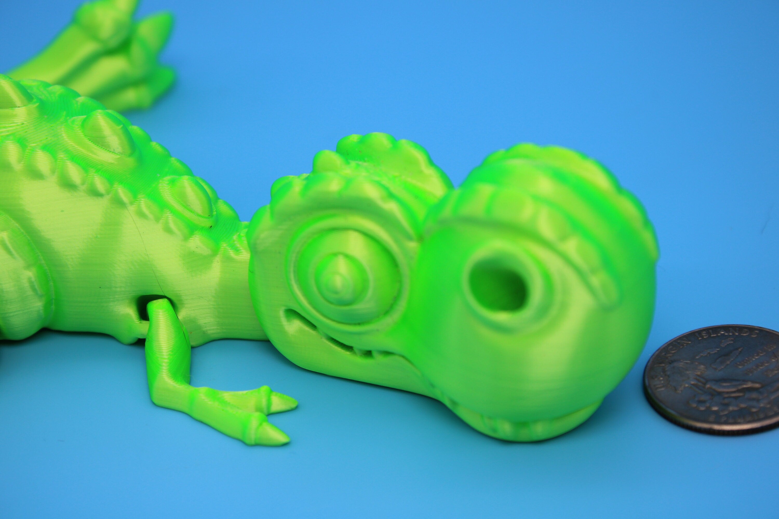 Flexi T-Rex -Green | Articulating | 3D Printed | Tyrannosaurus | Super Cute Dinosaur.