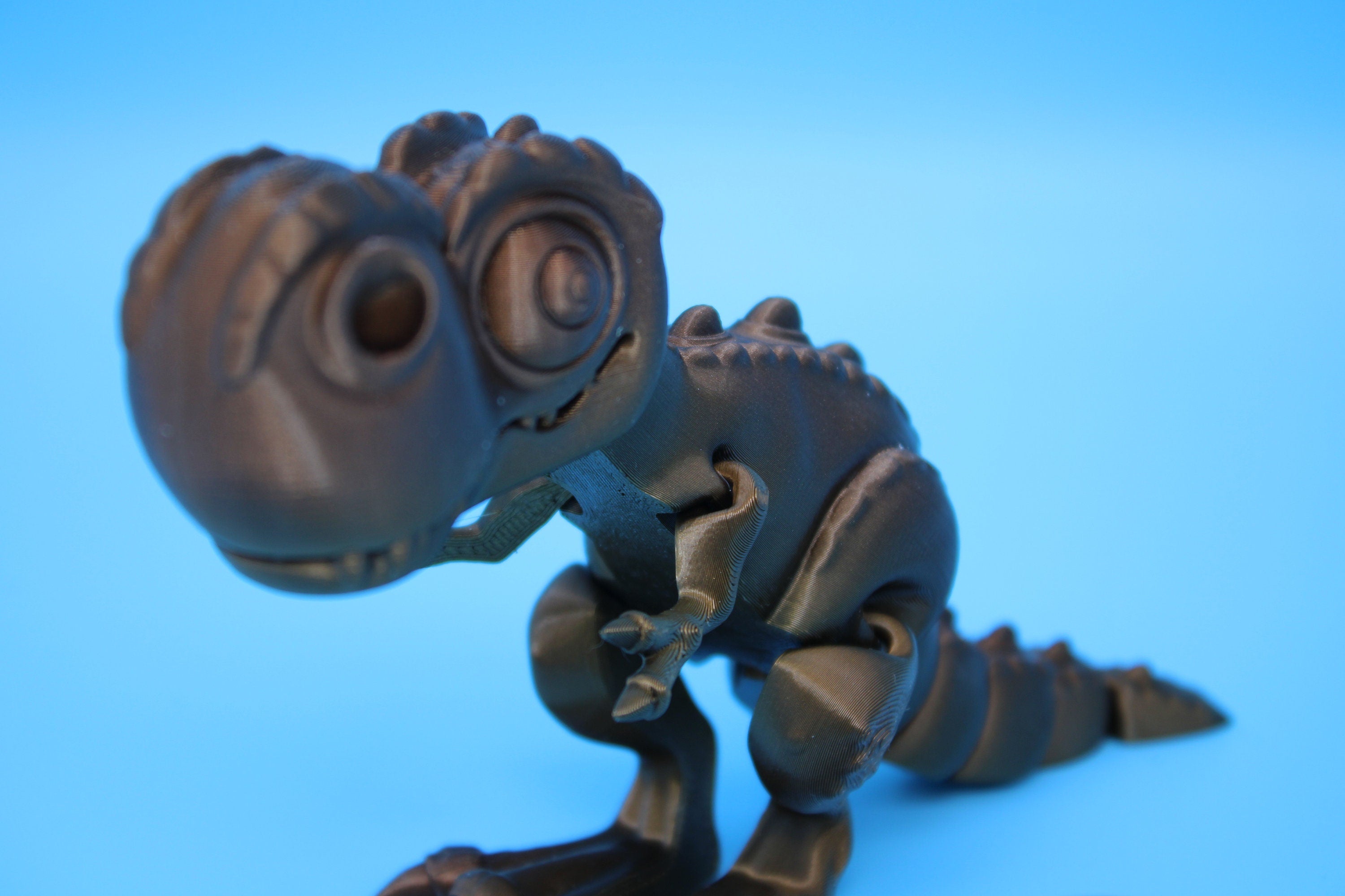 Flexi T-Rex -Brown | Articulating | 3D Printed | Tyrannosaurus | Super Cute Dinosaur.