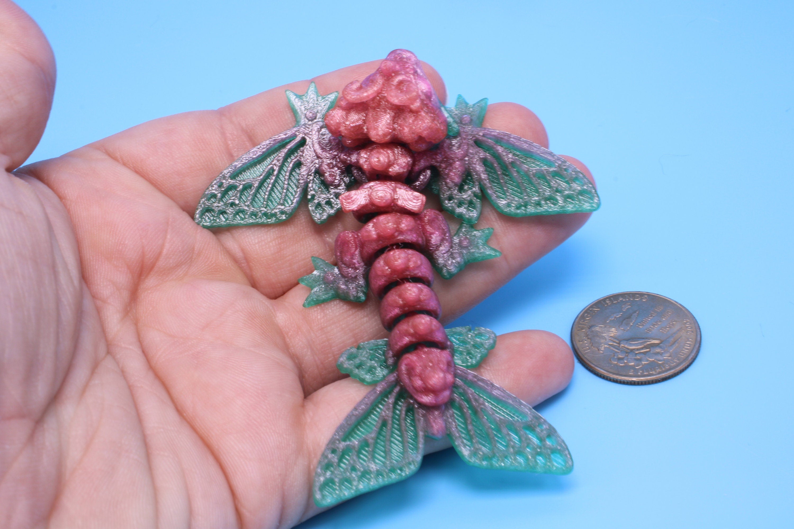 Butterfly Wyvern | Flexible (TPU) | Miniature | 3D Printed | Wyvern Dragon | 3.25 in. | Dragon Toy | Fidget Toy | Flexi Dragon