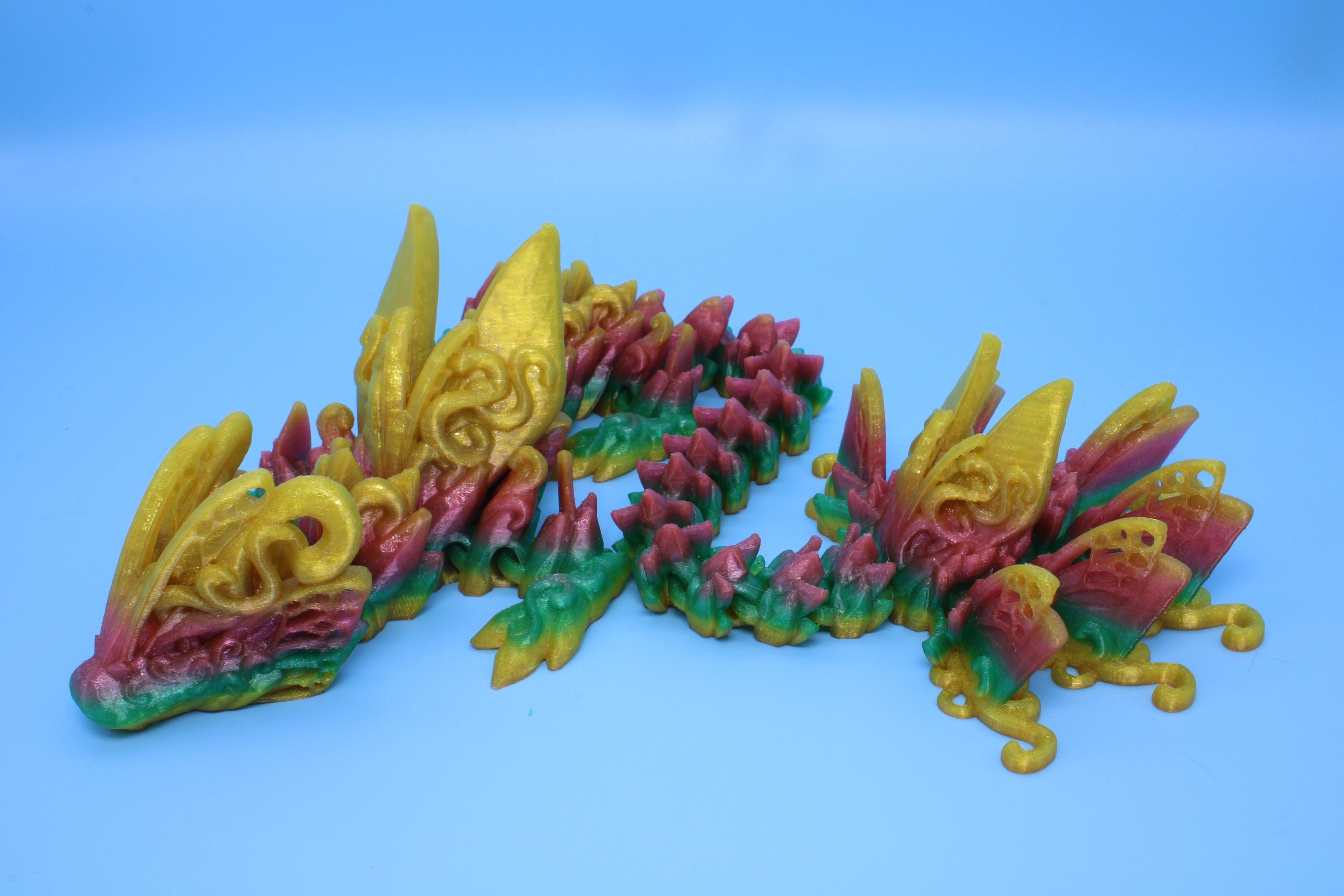 Butterfly Dragon - Rainbow | Butterfly Dragon | 3D printed - TPU | Articulating Dragon | Fidget Toy | Flexi Toy | 20 in