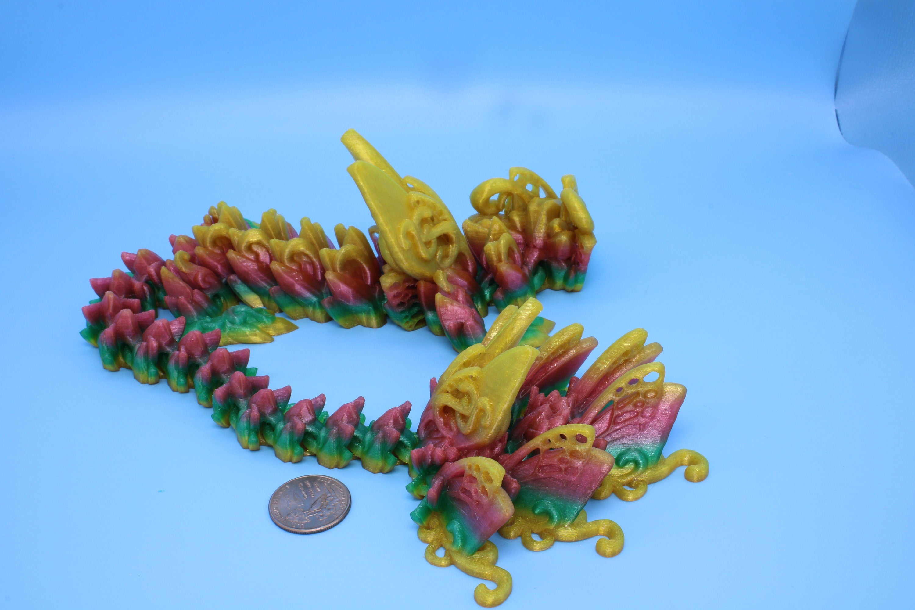 Butterfly Dragon - Rainbow | Butterfly Dragon | 3D printed - TPU | Articulating Dragon | Fidget Toy | Flexi Toy | 20 in