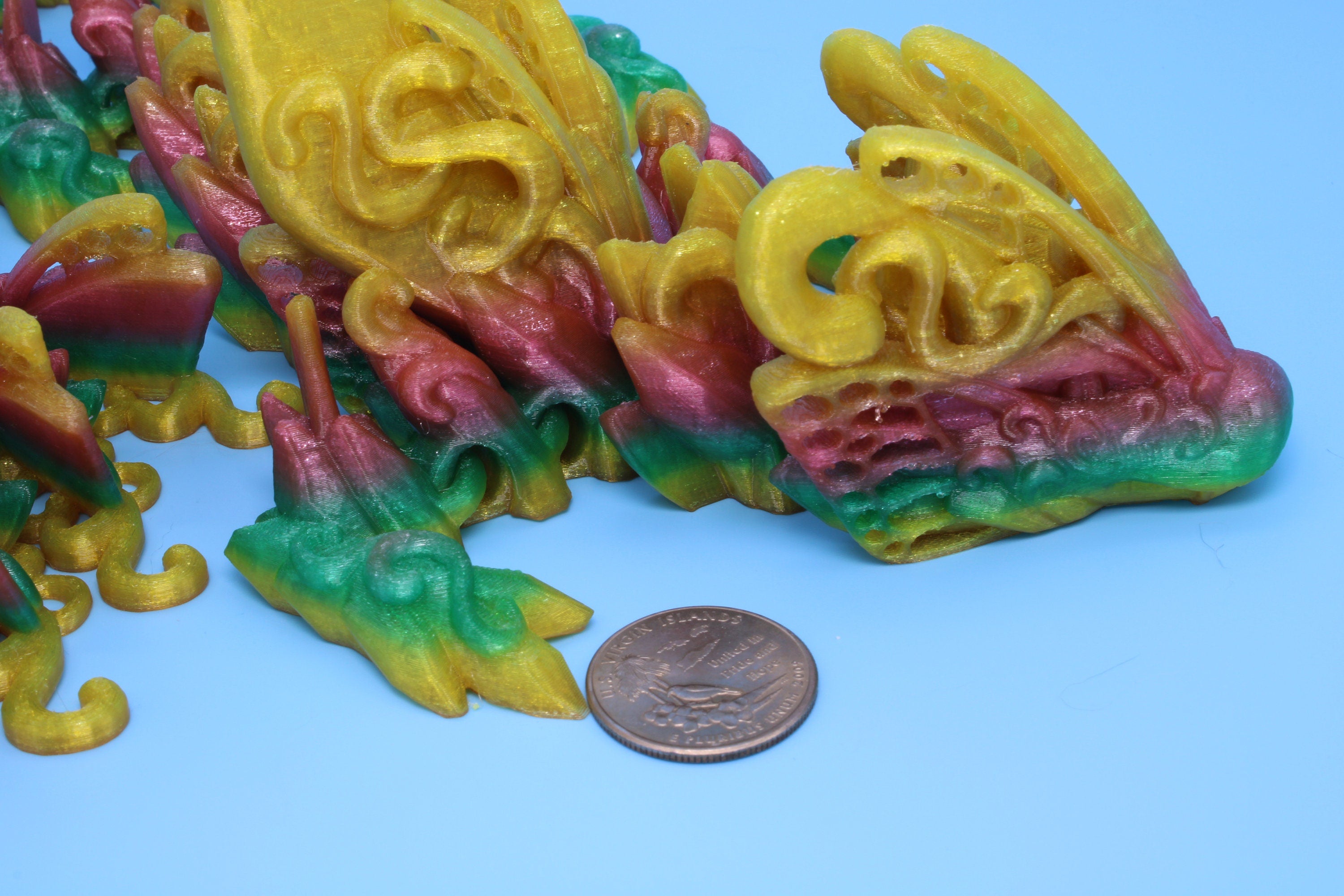 Butterfly Dragon - Rainbow | Butterfly Dragon | 3D printed - TPU | Articulating Dragon | Fidget Toy | Flexi Toy | 20 in