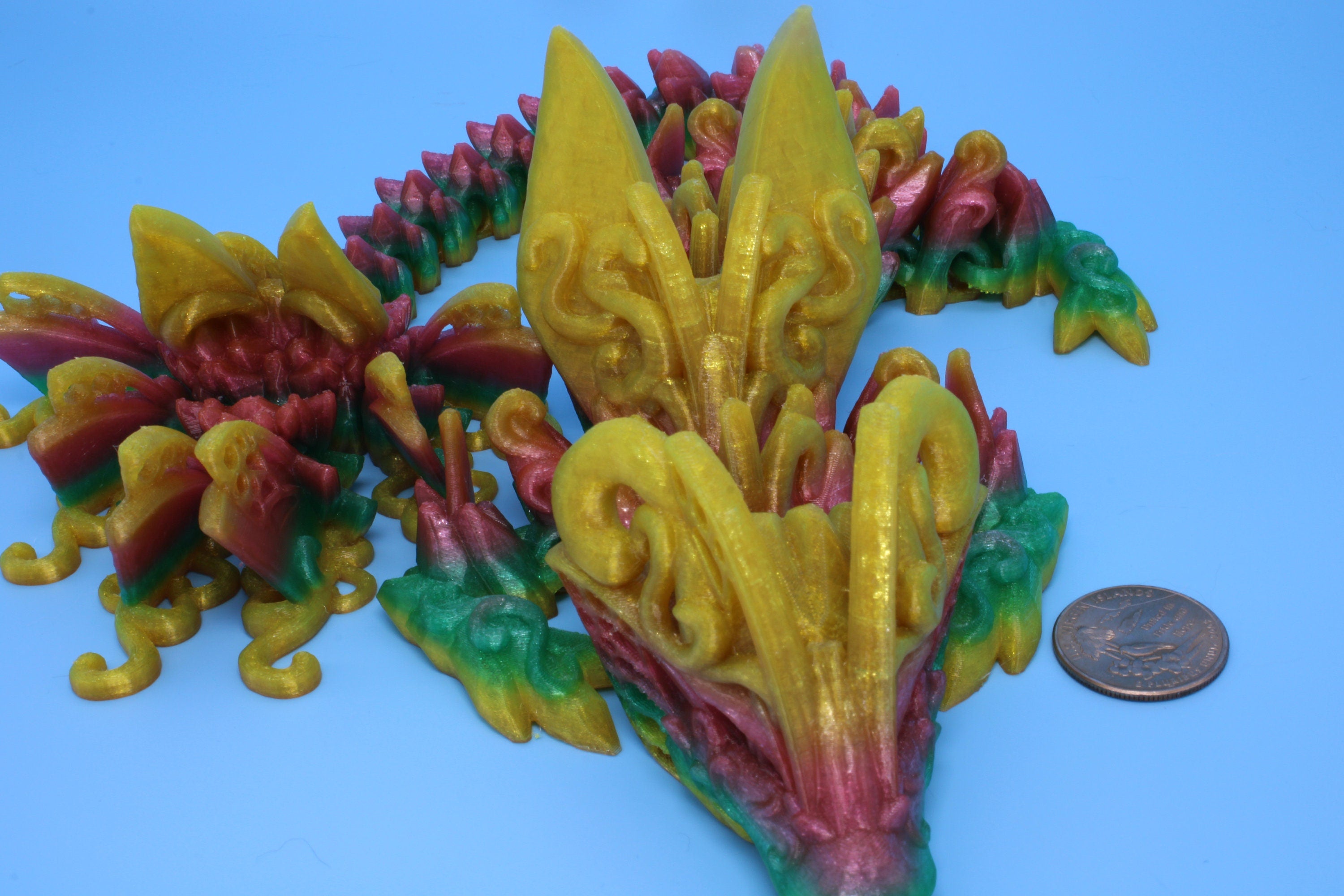 Butterfly Dragon - Rainbow | Butterfly Dragon | 3D printed - TPU | Articulating Dragon | Fidget Toy | Flexi Toy | 20 in