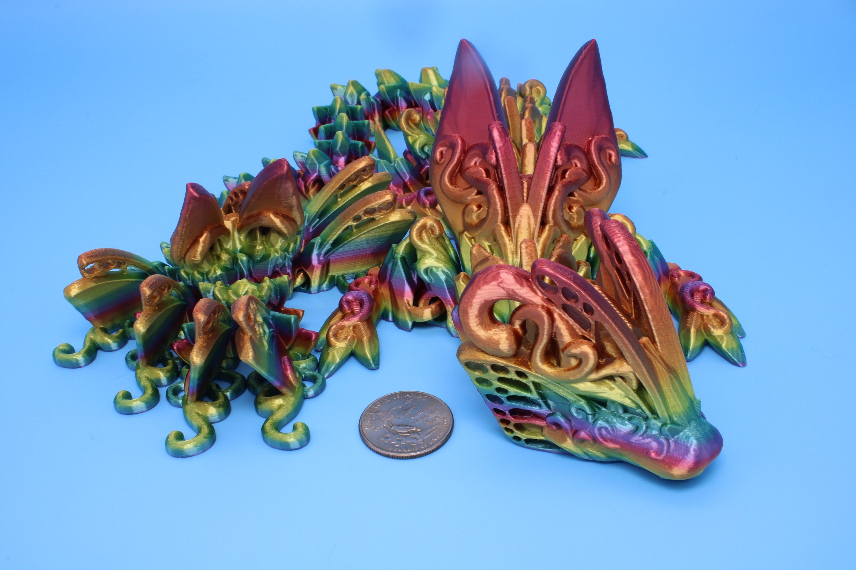 Butterfly Dragon - Rainbow | Butterfly Dragon | 3D printed | Articulating Dragon | Fidget Toy | Flexi Toy | 20 in