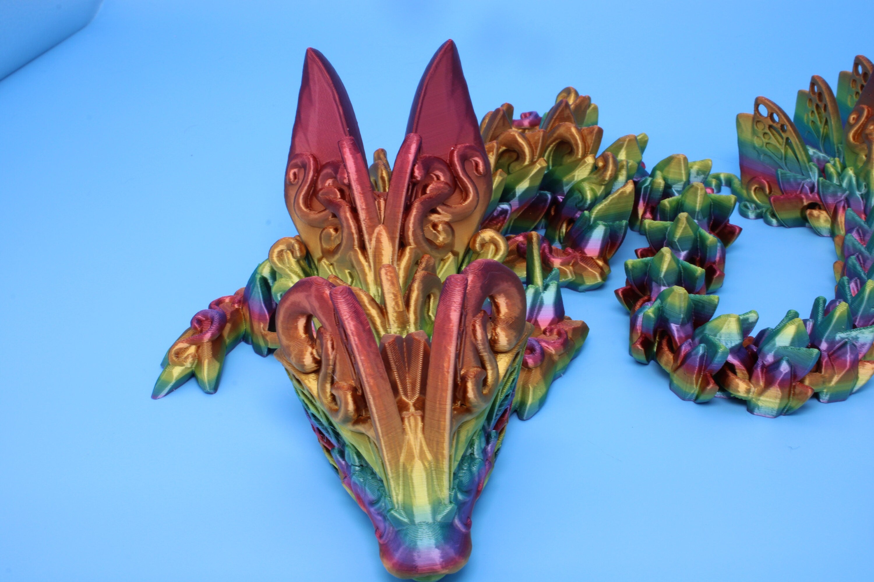 Butterfly Dragon - Rainbow | Butterfly Dragon | 3D printed | Articulating Dragon | Fidget Toy | Flexi Toy | 20 in