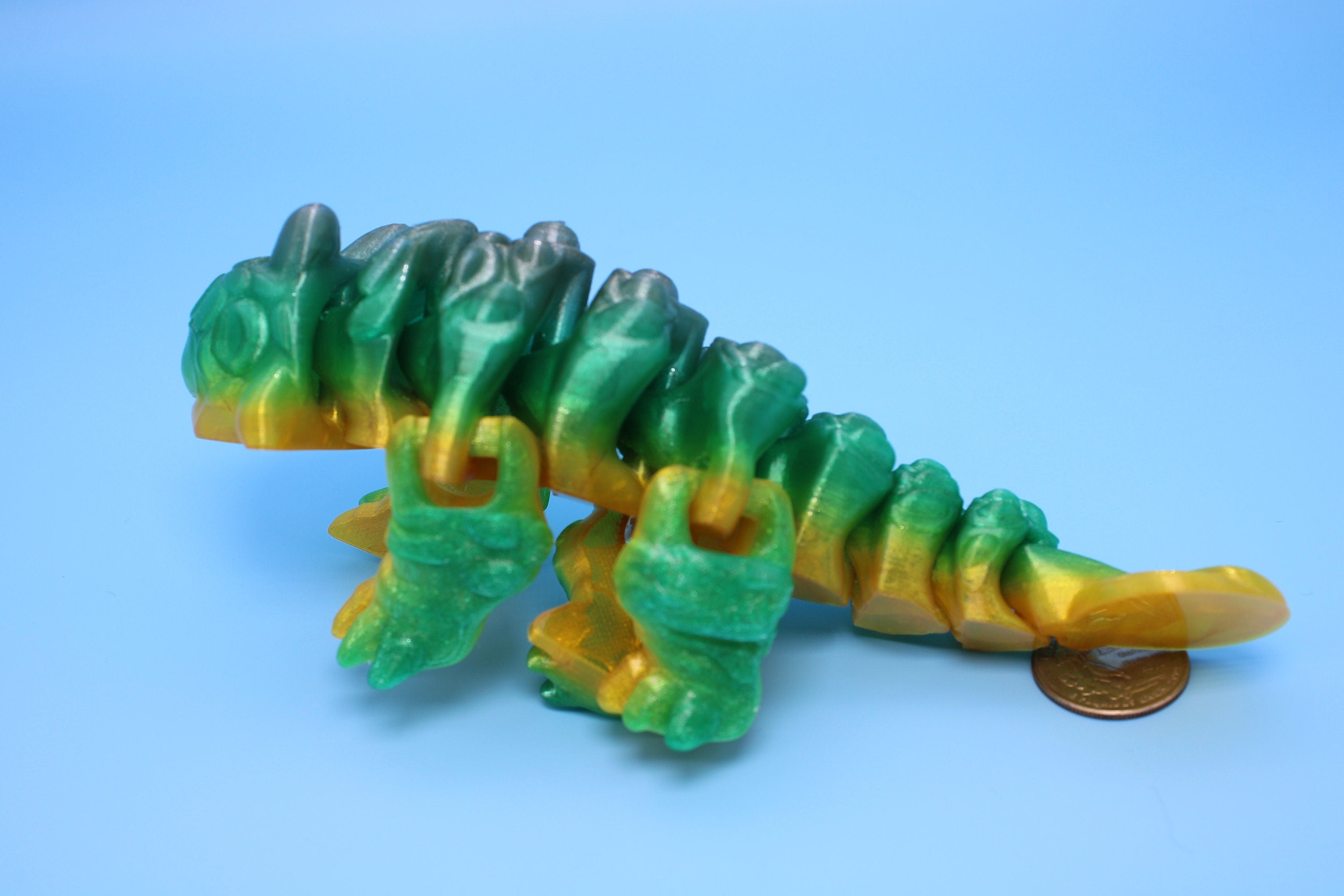 Dinosaur | Ankylosaurus- Green & Yellow | 3D Printed Cute Dino | 7.25 inches | Fidget Toy | Articulating Dinosaur