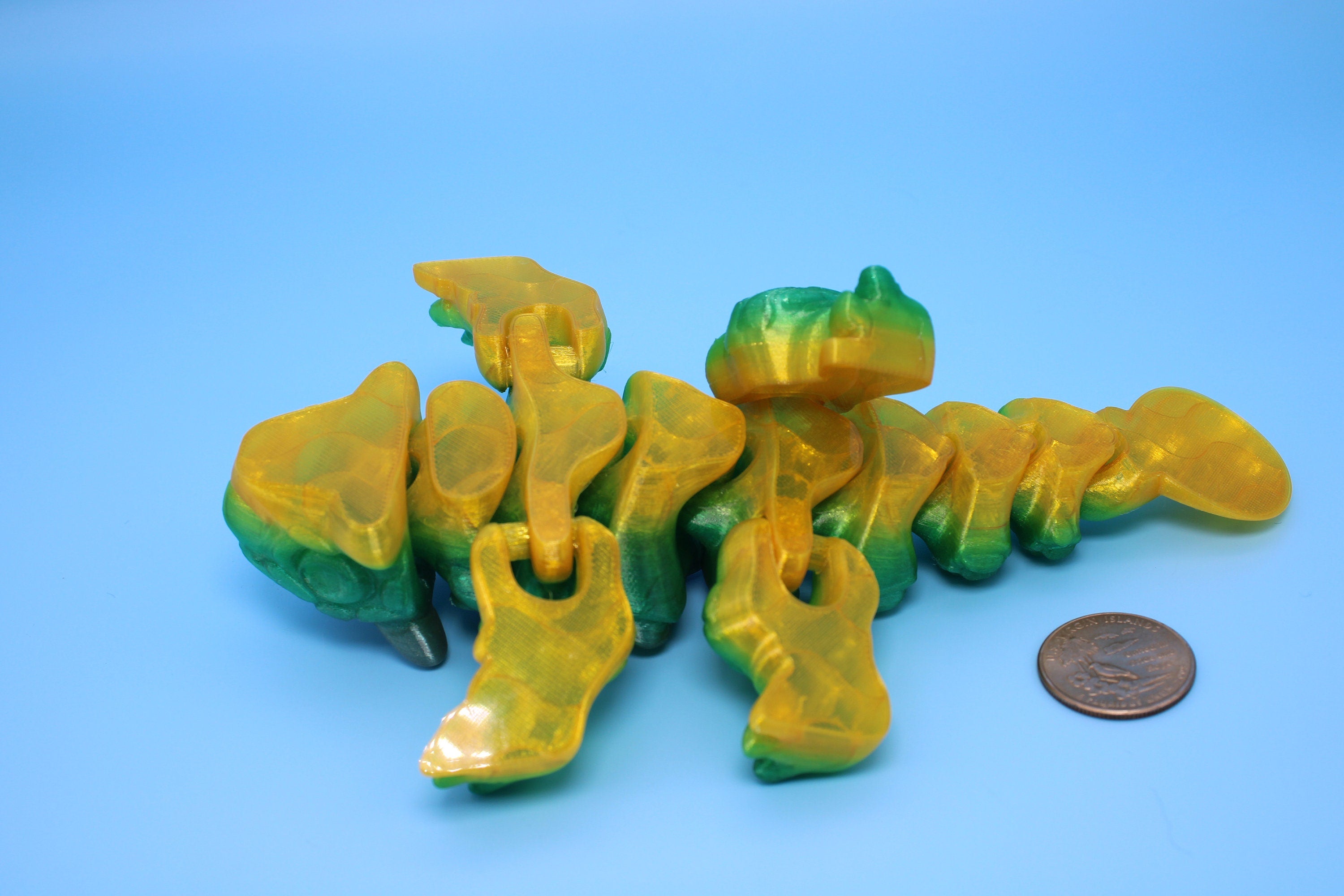 Dinosaur | Ankylosaurus- Green & Yellow | 3D Printed Cute Dino | 7.25 inches | Fidget Toy | Articulating Dinosaur