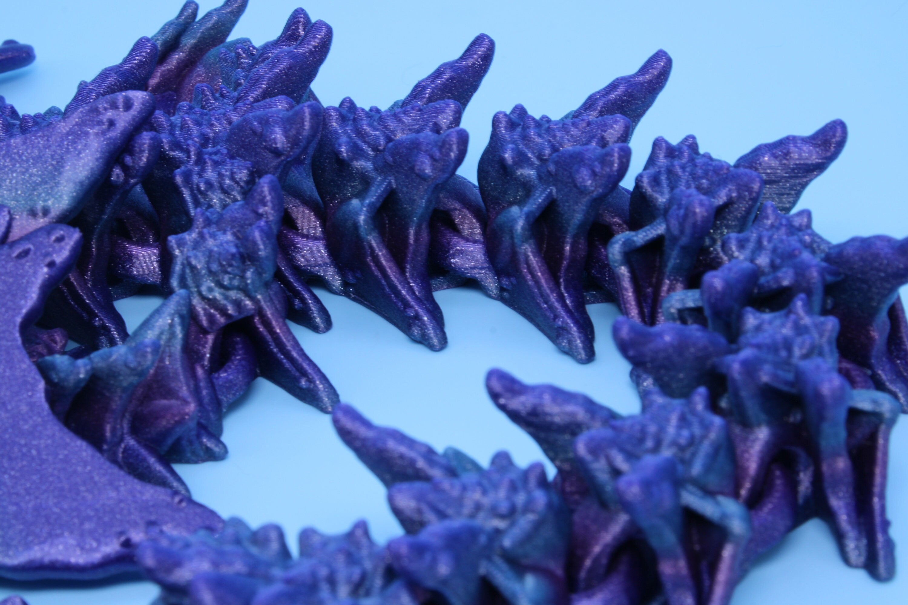 Blue / Purple Ocean Dragon | Articulating Dragon | 3D Printed Fidget | Flexi Toy | Adult Fidget Toy | 18 in. Serpent SHORT