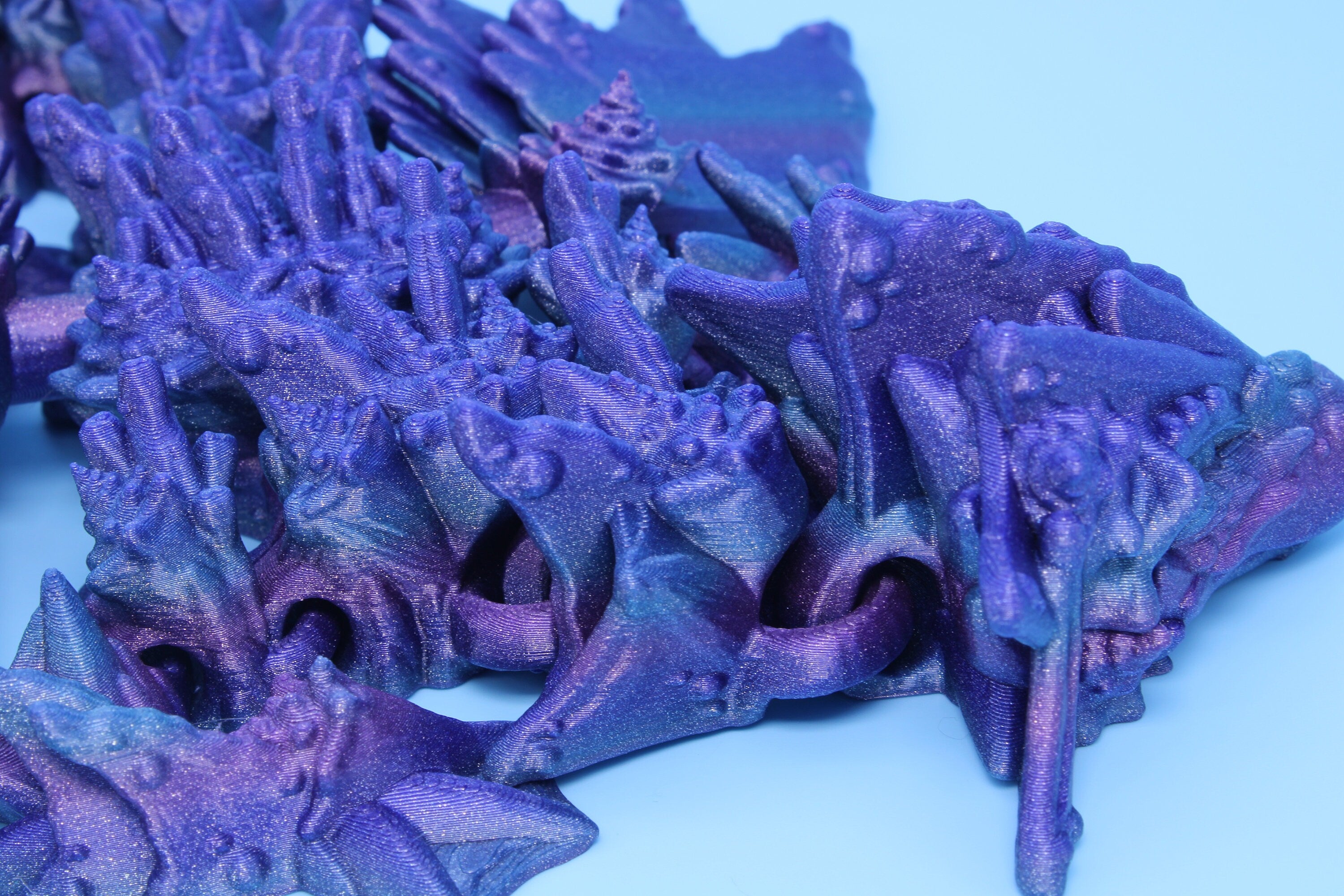 Blue / Purple Ocean Dragon | Articulating Dragon | 3D Printed Fidget | Flexi Toy | Adult Fidget Toy | 18 in. Serpent SHORT