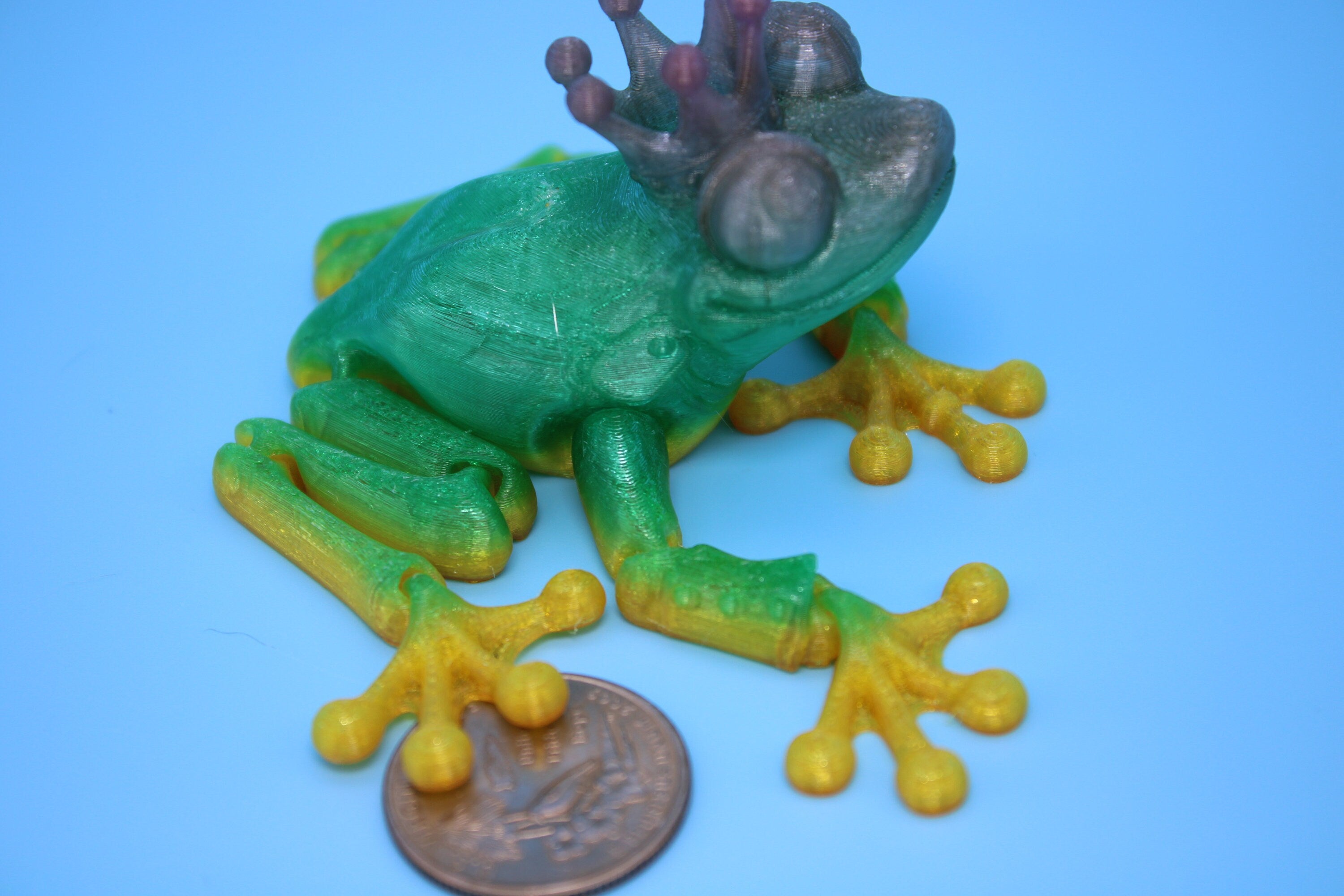 Prince Frog- Rainbow | Miniature | Cute Flexi Toy | Articulating Frog | 3D printed Unique Fidget | Desk Buddy