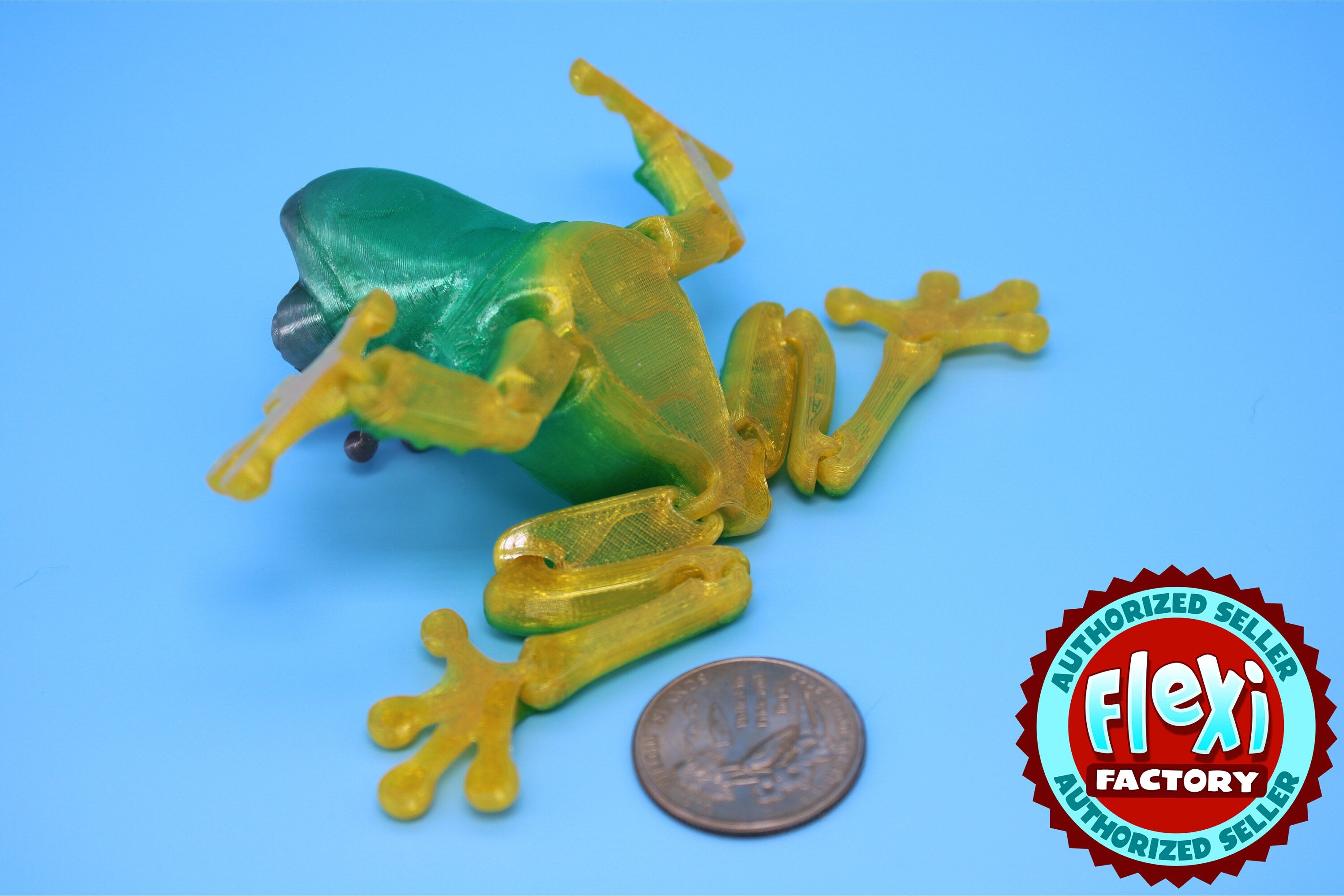 Prince Frog- Rainbow | Miniature | Cute Flexi Toy | Articulating Frog | 3D printed Unique Fidget | Desk Buddy