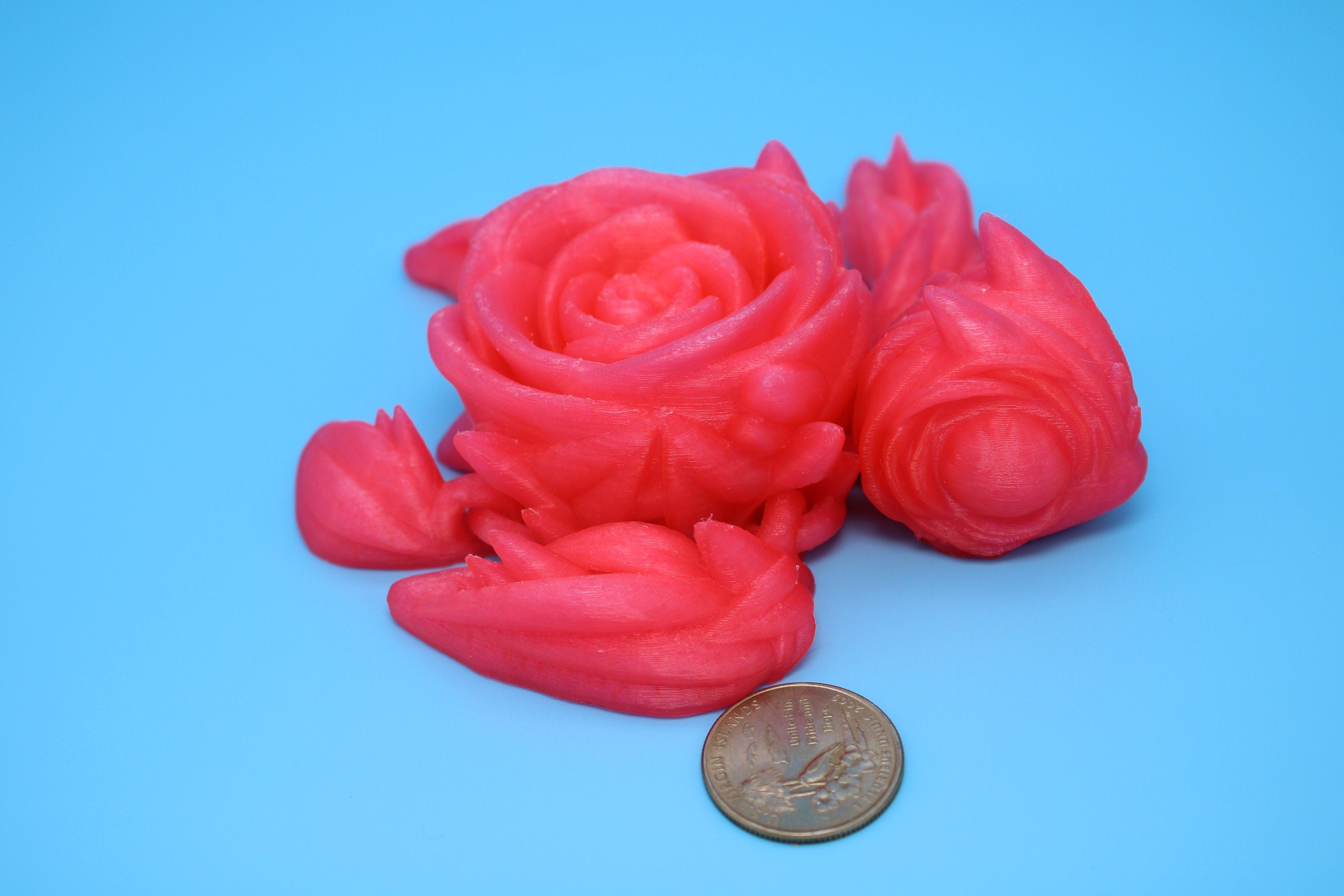 Pink Roseurtle | 3D Printed | Articulating Rose Turtle | Flexi, Fidget Toy. 4.5 inch. Great gift!