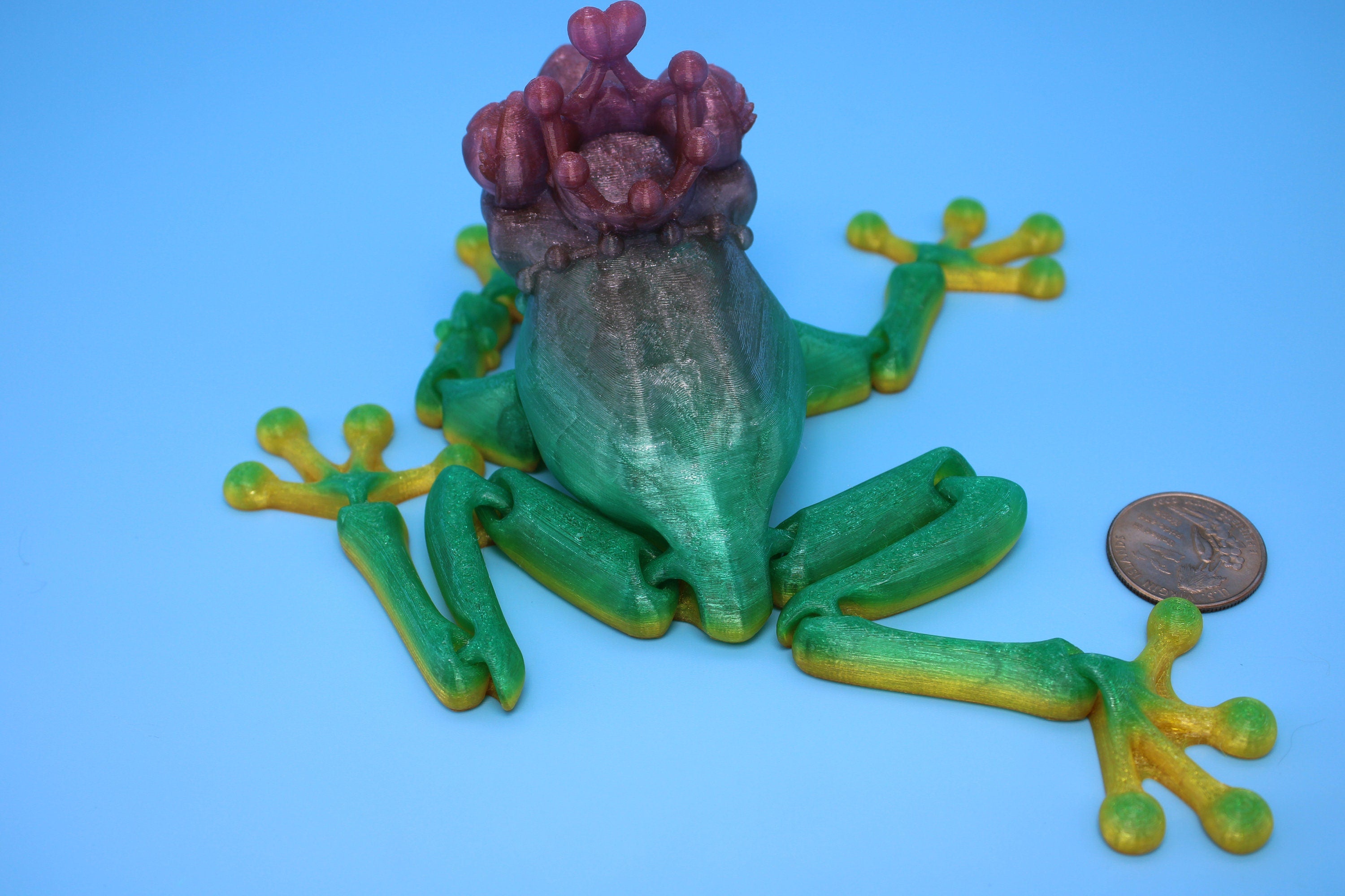 Rainbow Princess Frog | Flexible (TPU) | Cute Flexi Toy | Articulating Frog | 3D printed Unique Fidget | Desk Buddy