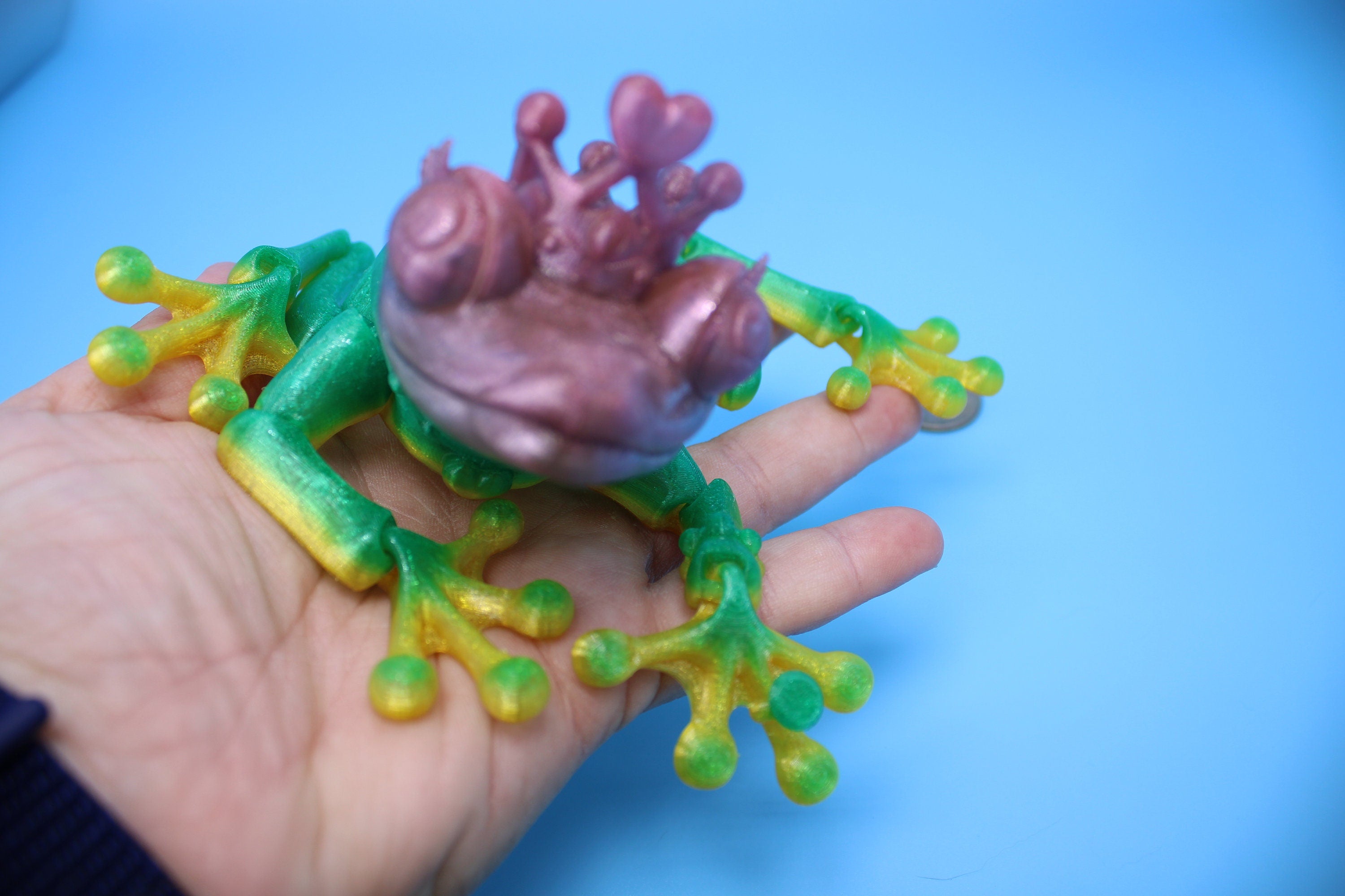 Rainbow Princess Frog | Flexible (TPU) | Cute Flexi Toy | Articulating Frog | 3D printed Unique Fidget | Desk Buddy