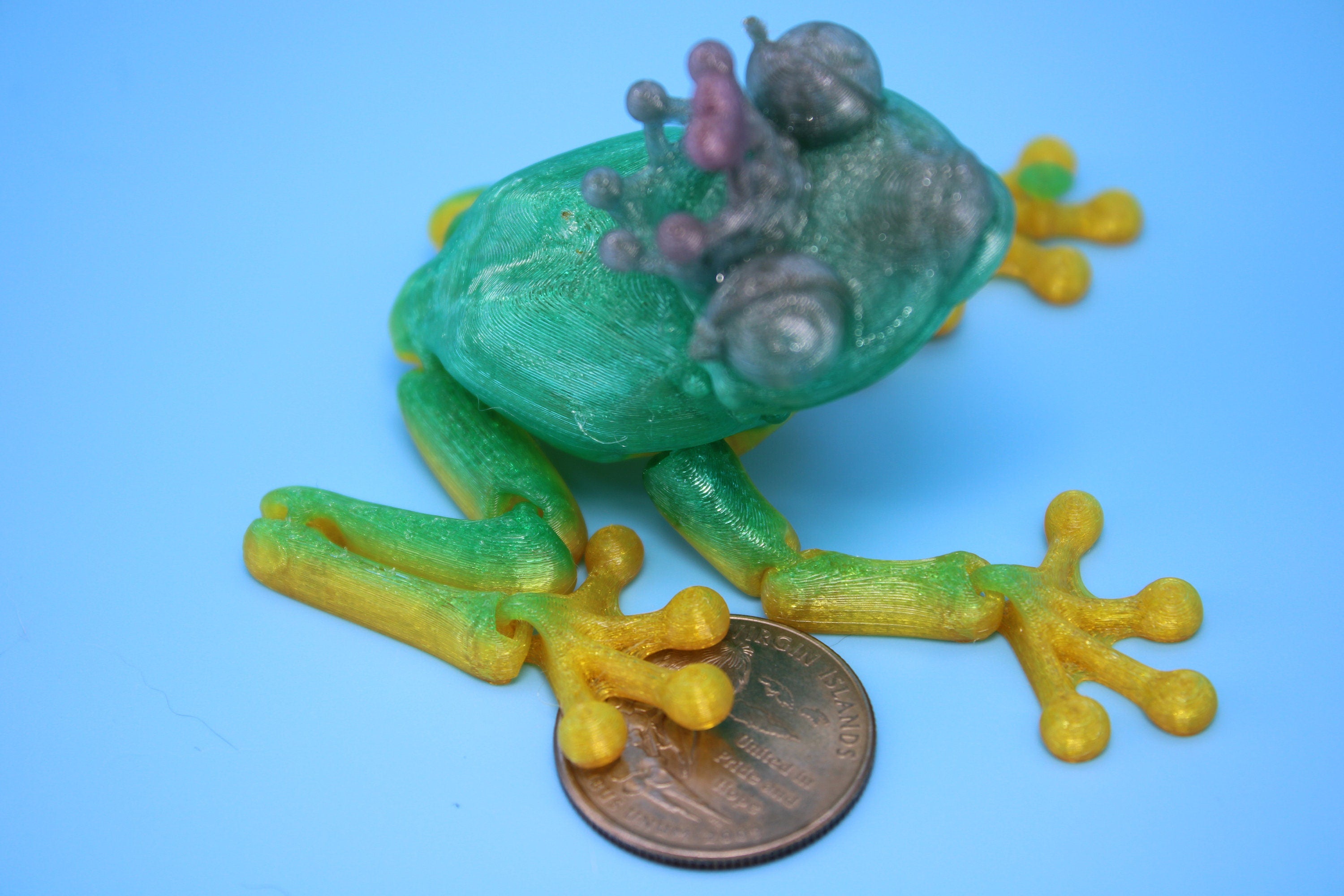 Princess Frog- Rainbow | Miniature | Cute Flexi Toy | Articulating Frog | 3D printed Unique Fidget | Desk Buddy