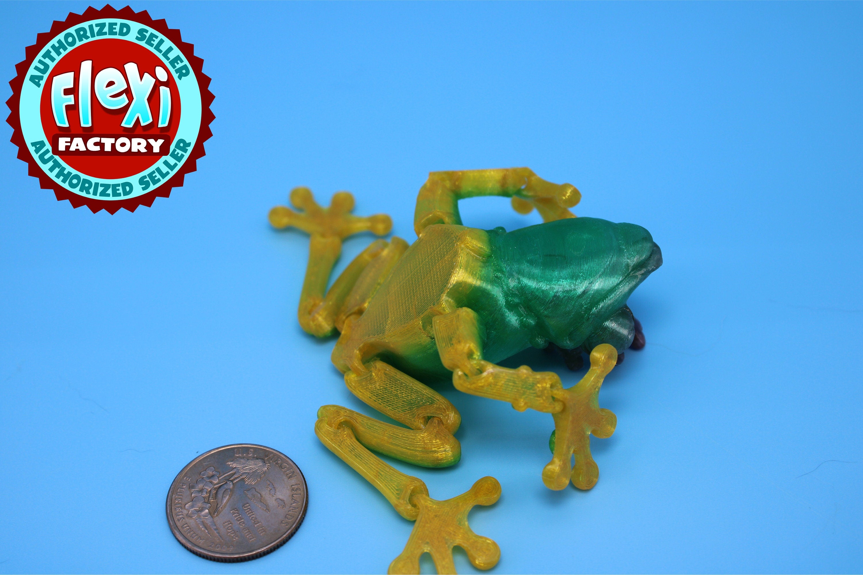 Princess Frog- Rainbow | Miniature | Cute Flexi Toy | Articulating Frog | 3D printed Unique Fidget | Desk Buddy
