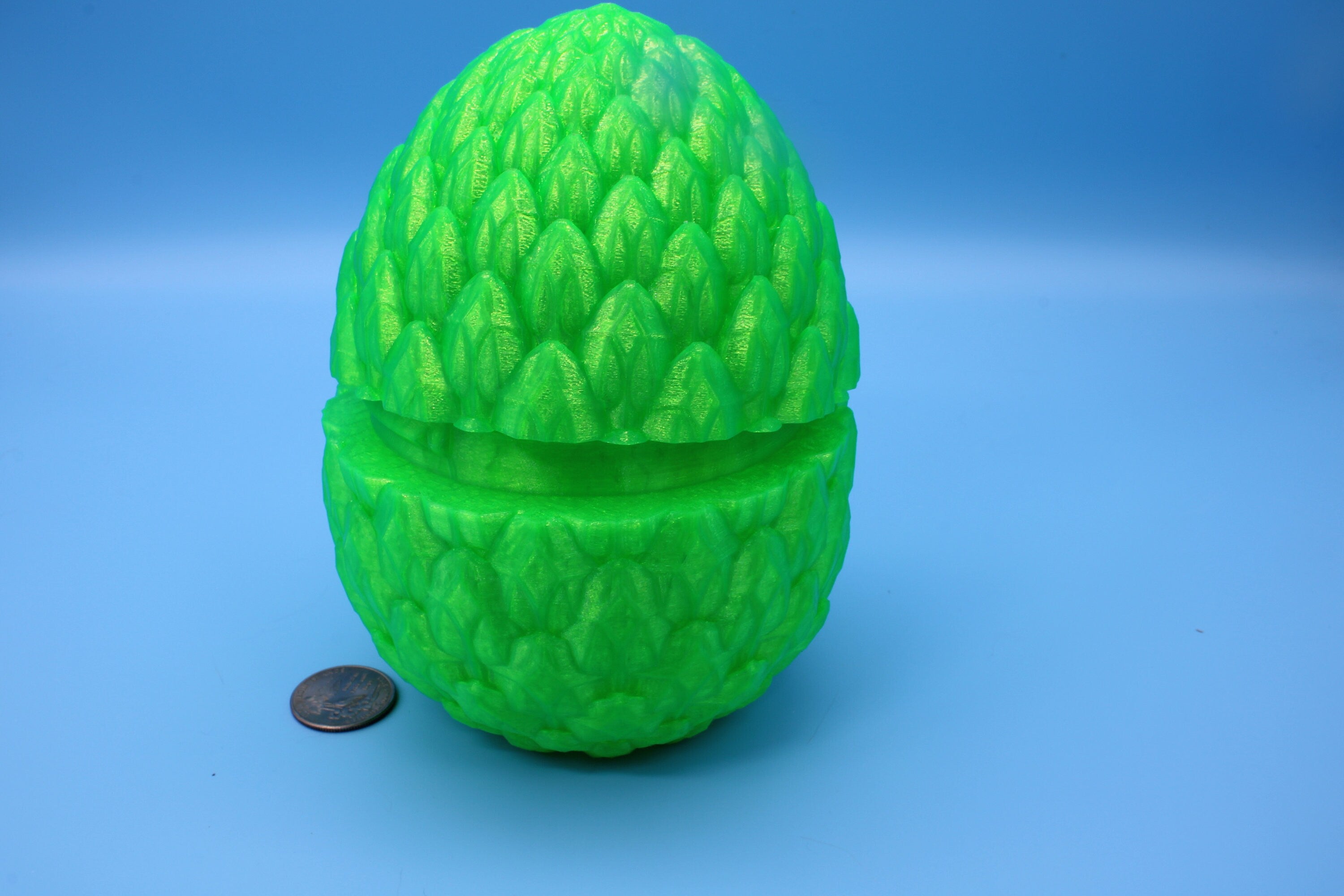 Dragon Scale Egg- Green | 3D printed | Dragon Egg Storage! | 6 in. Dragon Scale Egg | Gift. Decorative Egg