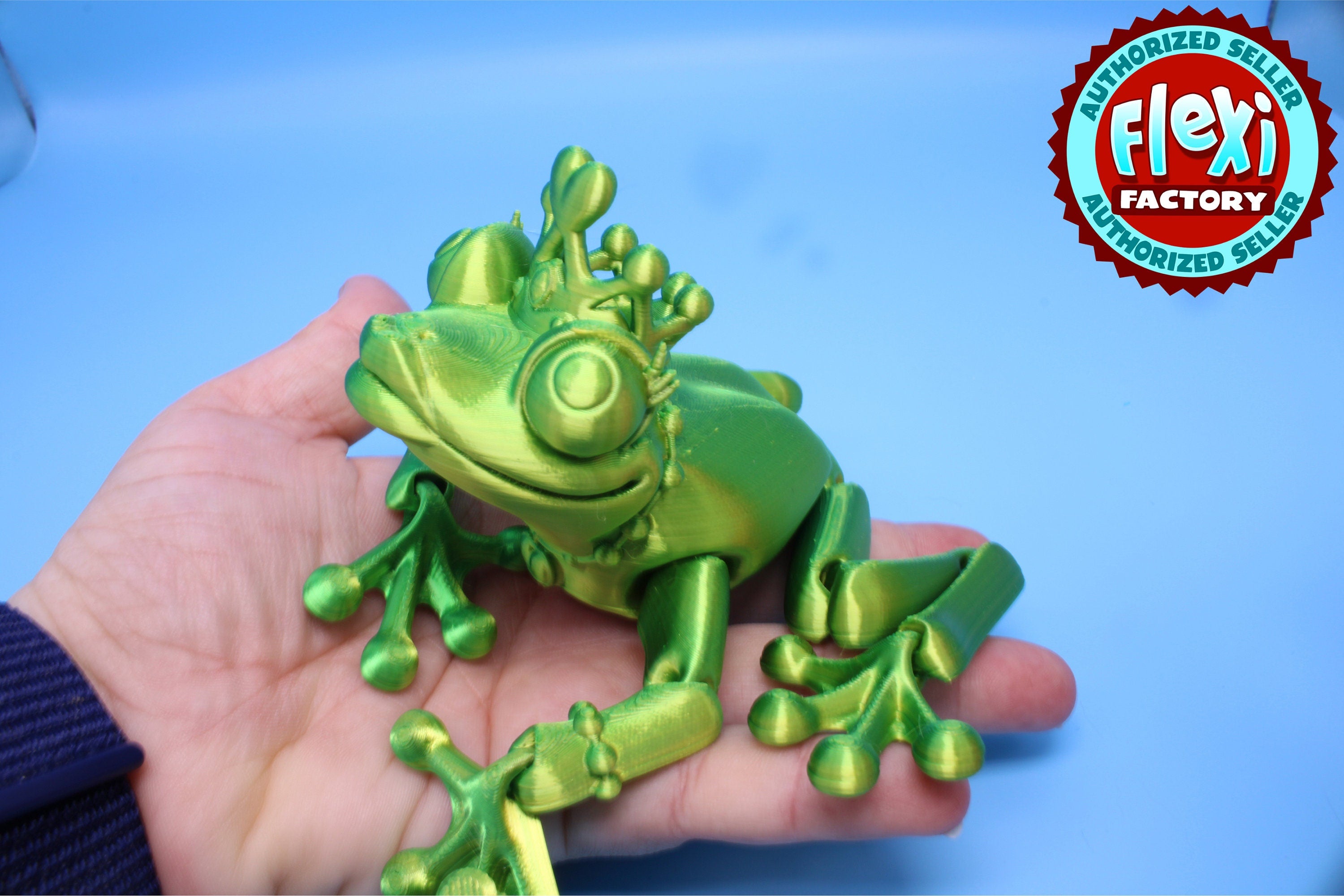 Green Princess Frog | Cute Flexi Toy | Articulating Frog | 3D printed Unique Fidget | Desk Buddy