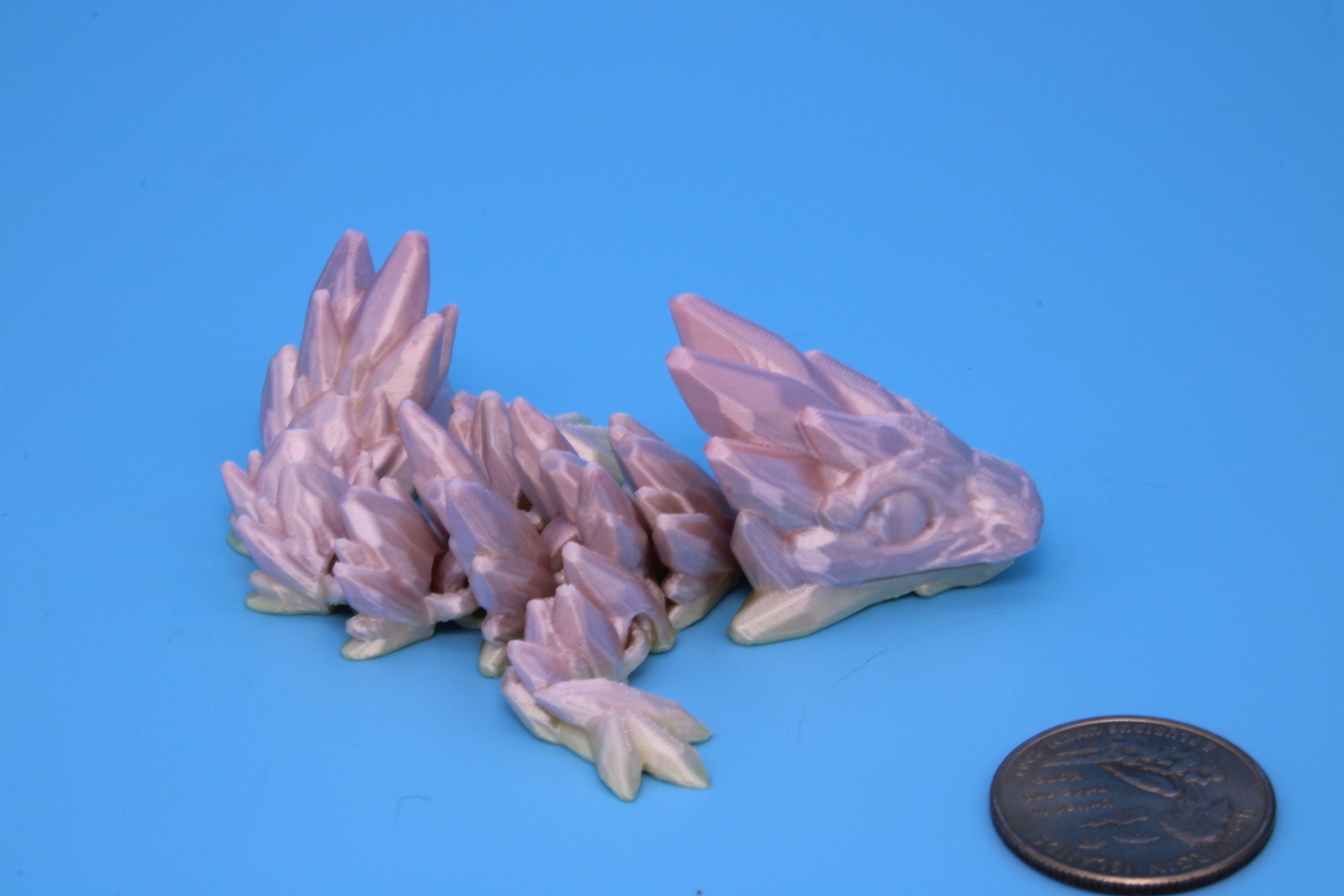 Miniature Baby Gem Dragon | 3D Printed | Articulating Dragon | Flexi Toy | Adult Fidget Toy | 4.5 in. (Made)