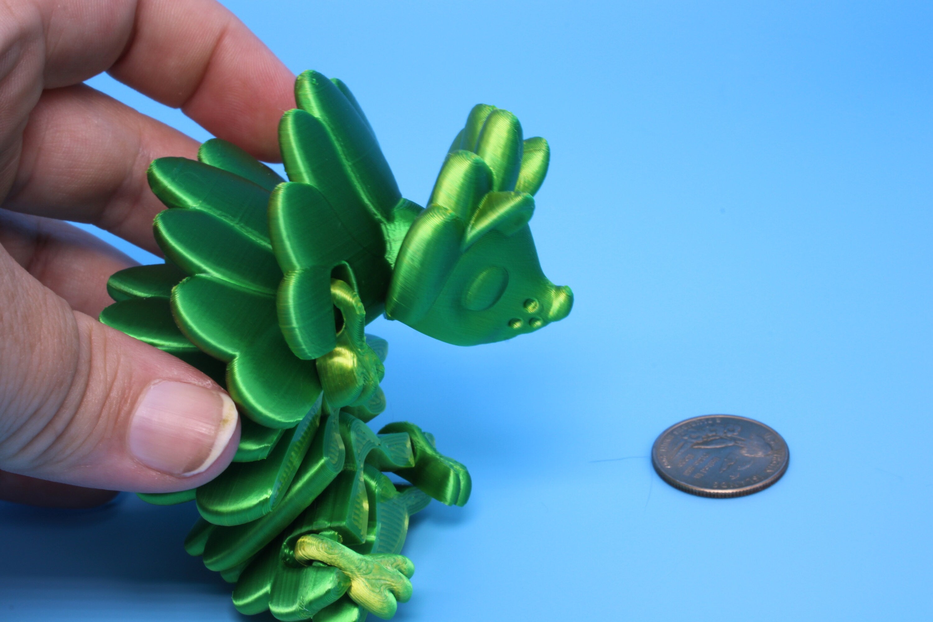 Hedgehog- Green & Yellow | 3D Printed | Small Cute Hedgehog | Sensory Toy | Fidget Toy.