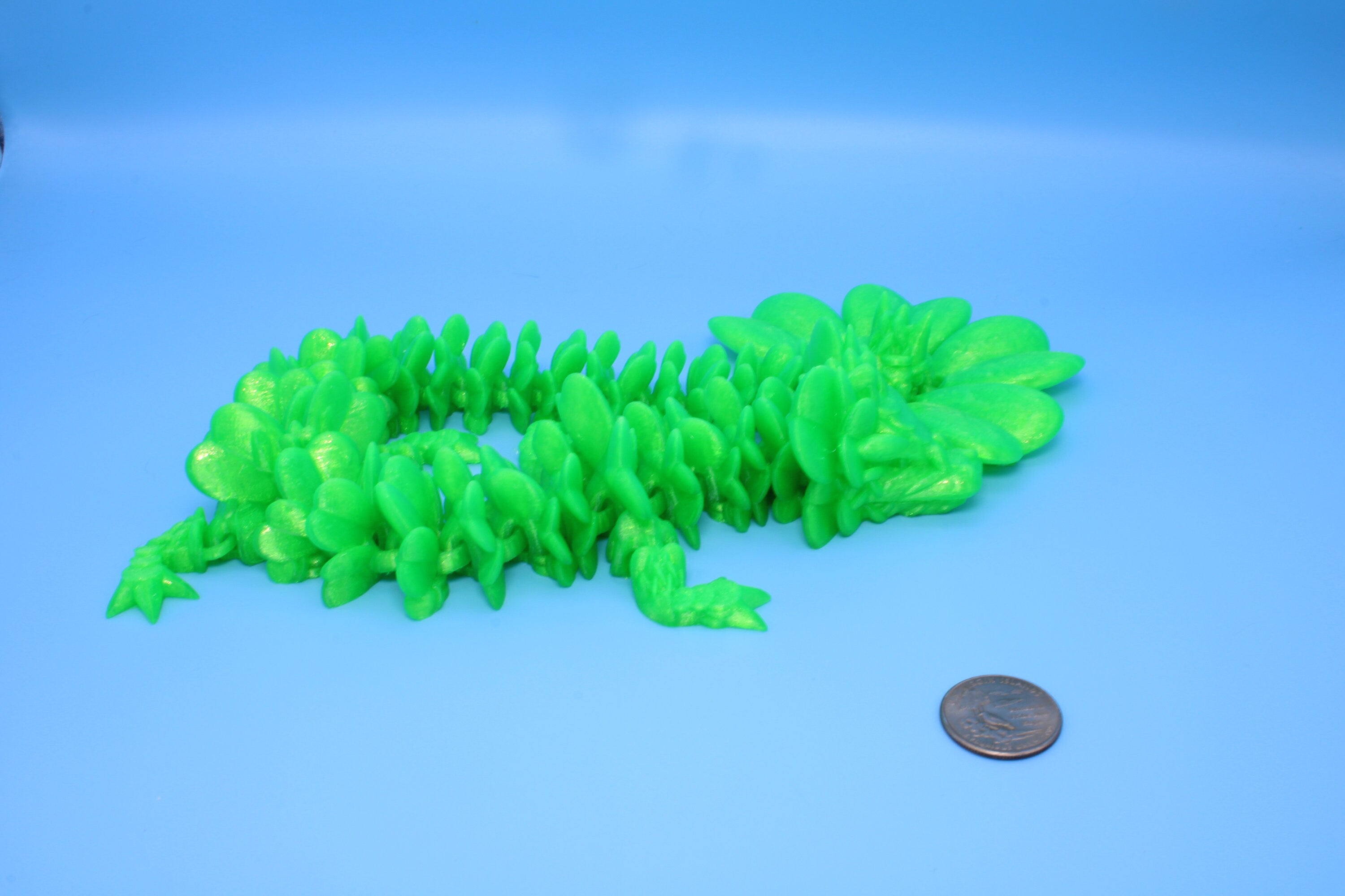 Clover Dragon- Rainbow | 3D printed Articulating Dragon Fidget Toy | Flexi | 18 in. Lucky Dragon | Four Leaf Clover Dragon.