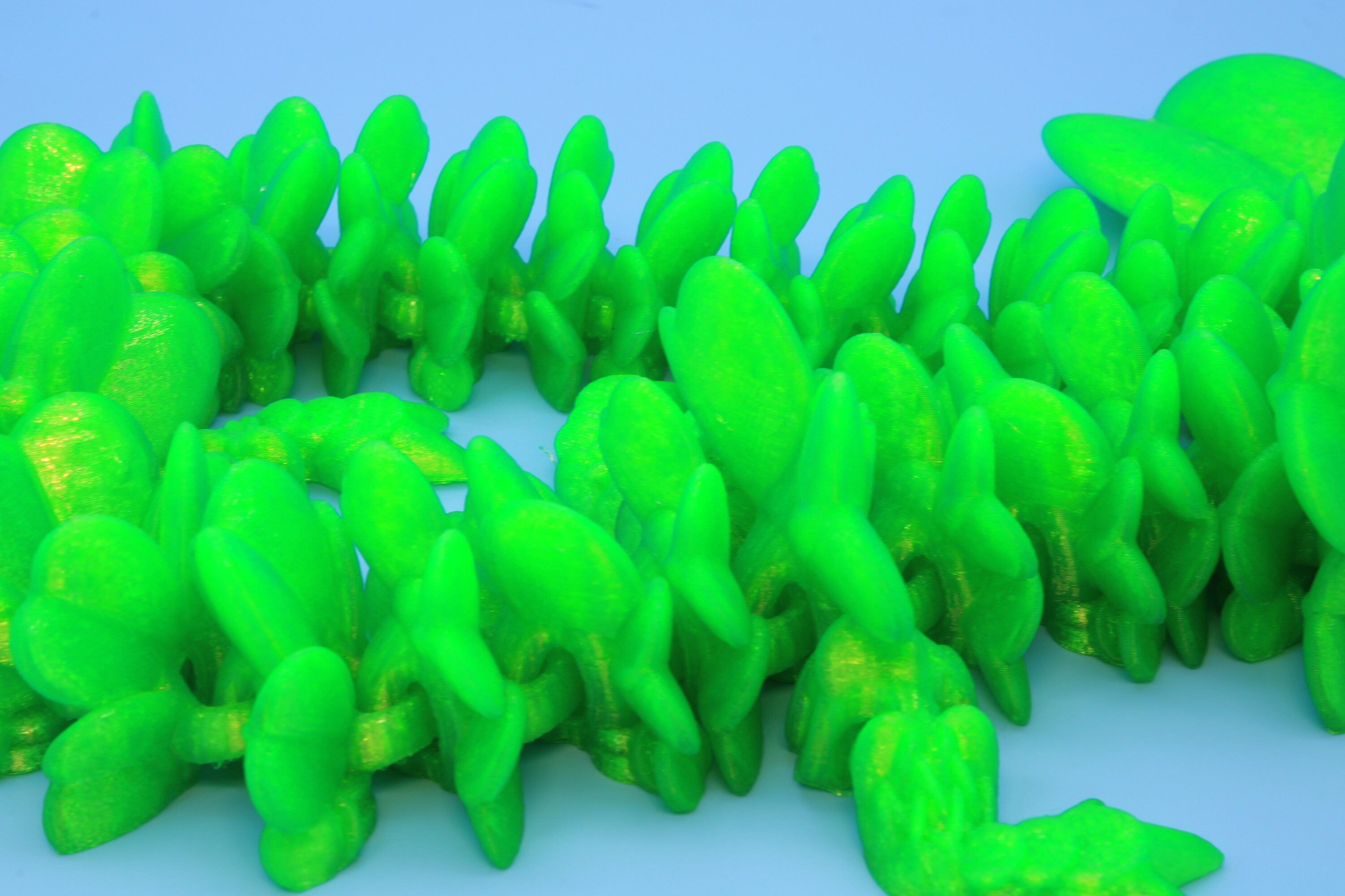 Clover Dragon- Rainbow | 3D printed Articulating Dragon Fidget Toy | Flexi | 18 in. Lucky Dragon | Four Leaf Clover Dragon.