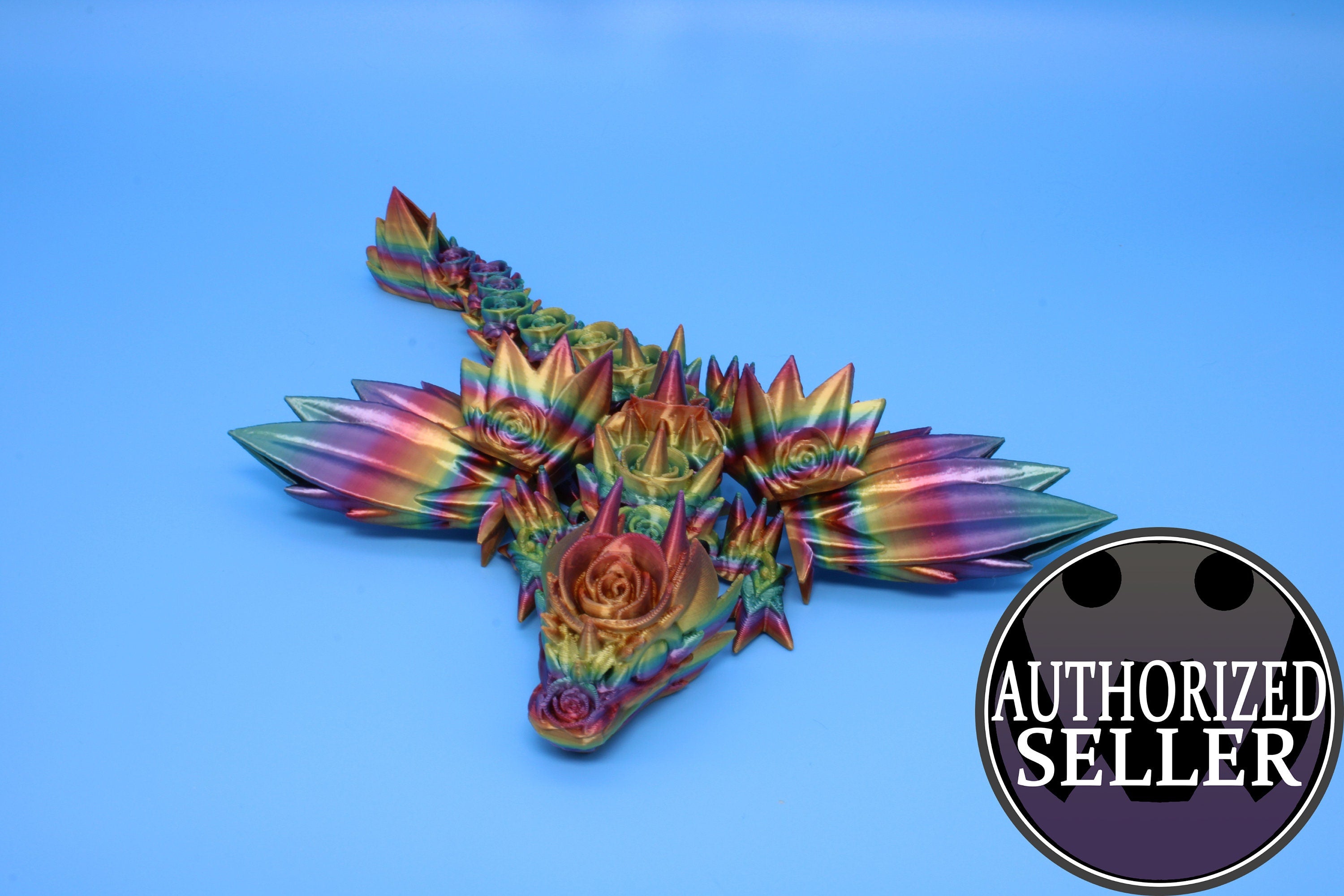 Baby Rose Wing Dragon | Rainbow | 3D Printed | Fidget | Flexi Toy 8.5 in. | Stress Relief Gift