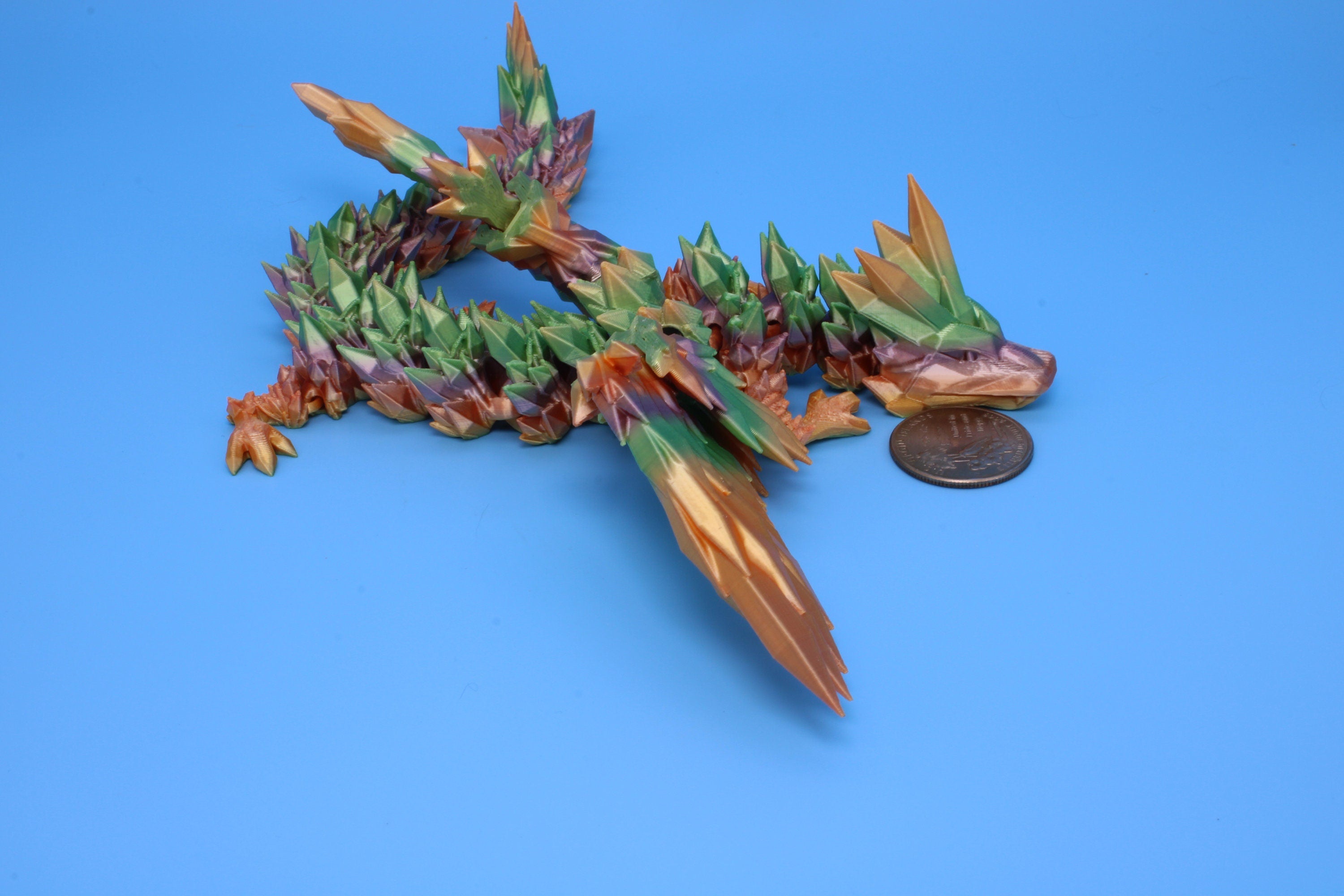 Adult Crystal Wing Dragon- Pink | Flawed | Miniature | 3D printed | Fidget Toy | 10.5in.