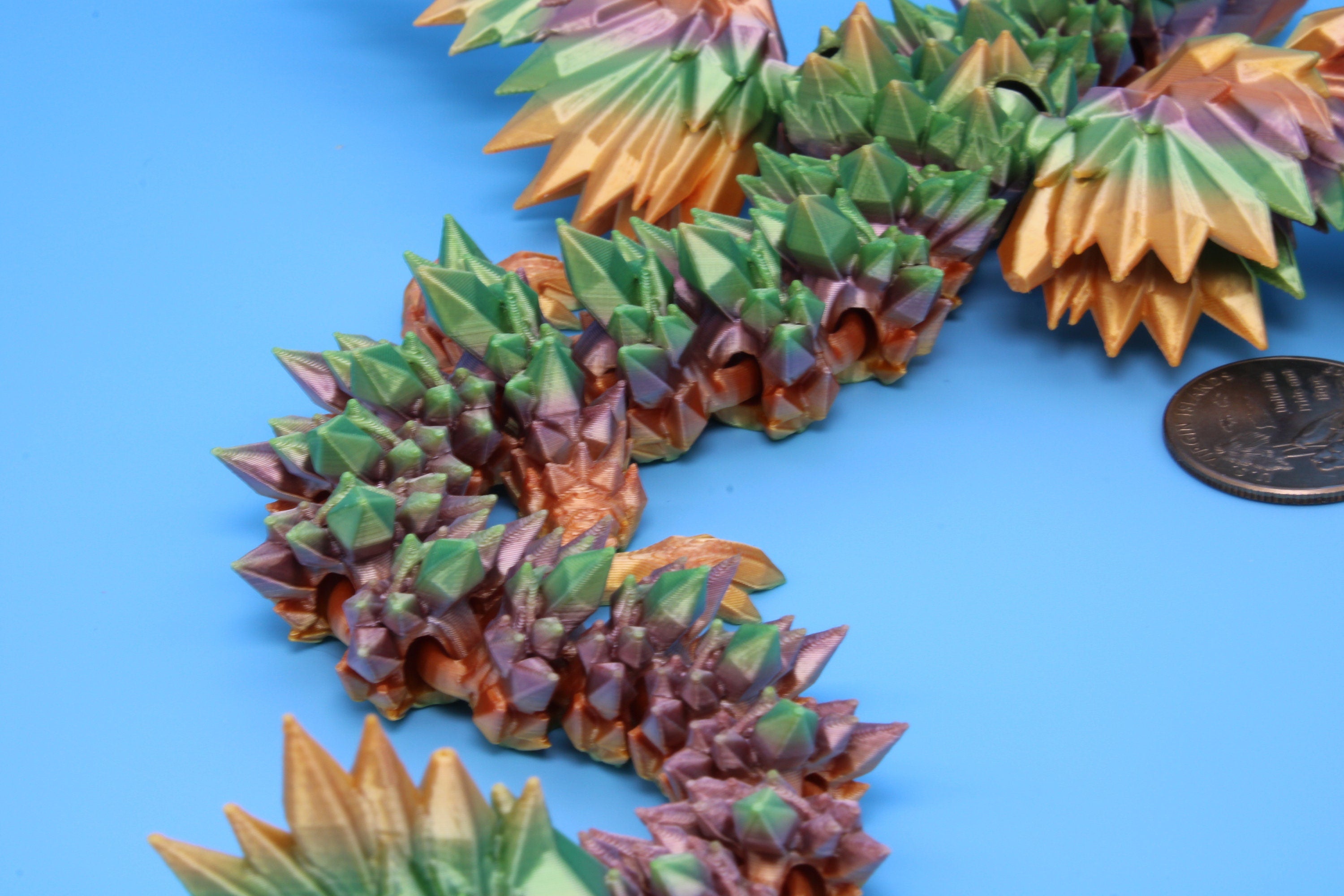 Adult Crystal Wing Dragon- Pink | Flawed | Miniature | 3D printed | Fidget Toy | 10.5in.