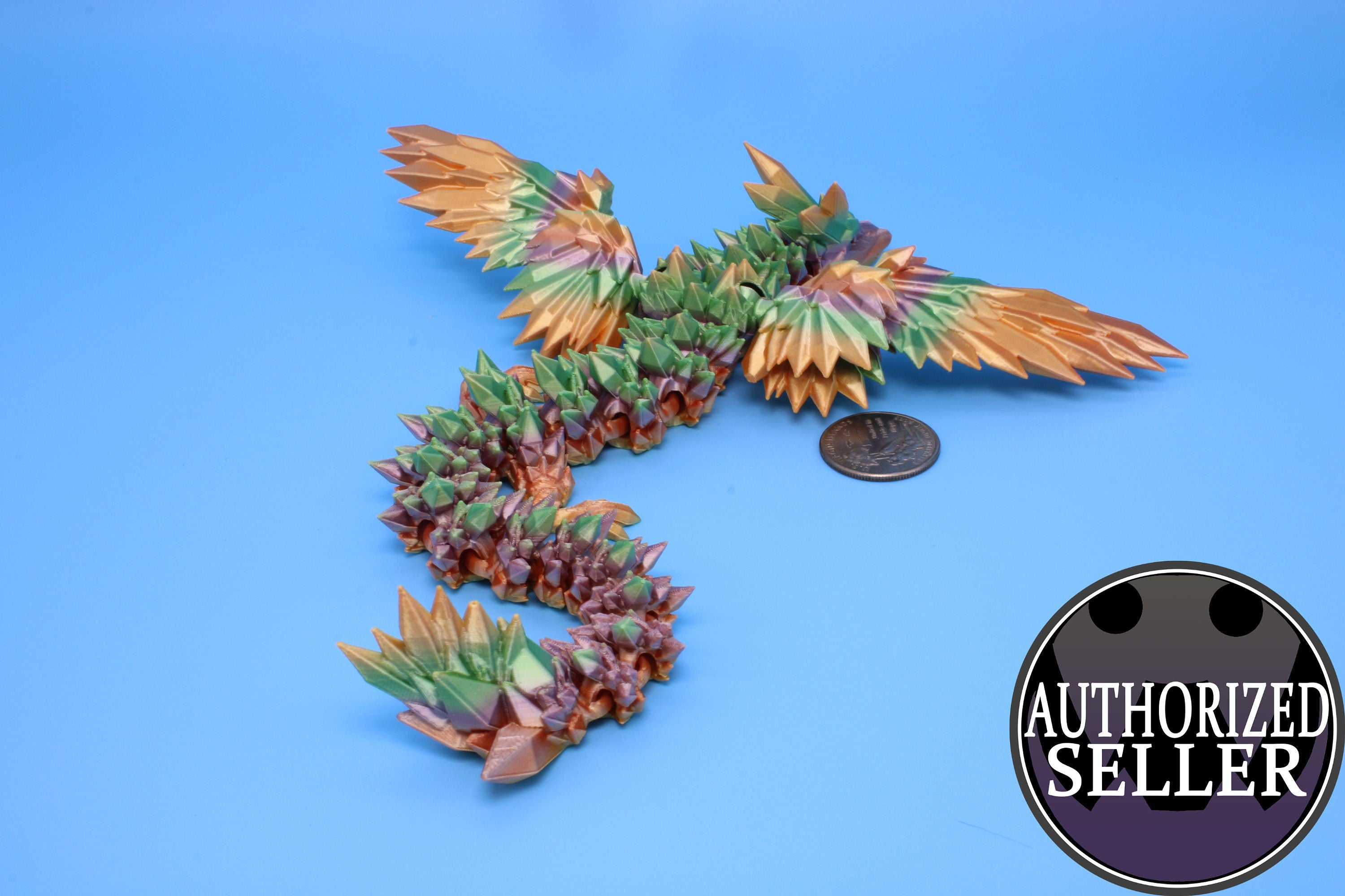 Adult Crystal Wing Dragon- Pink | Flawed | Miniature | 3D printed | Fidget Toy | 10.5in.