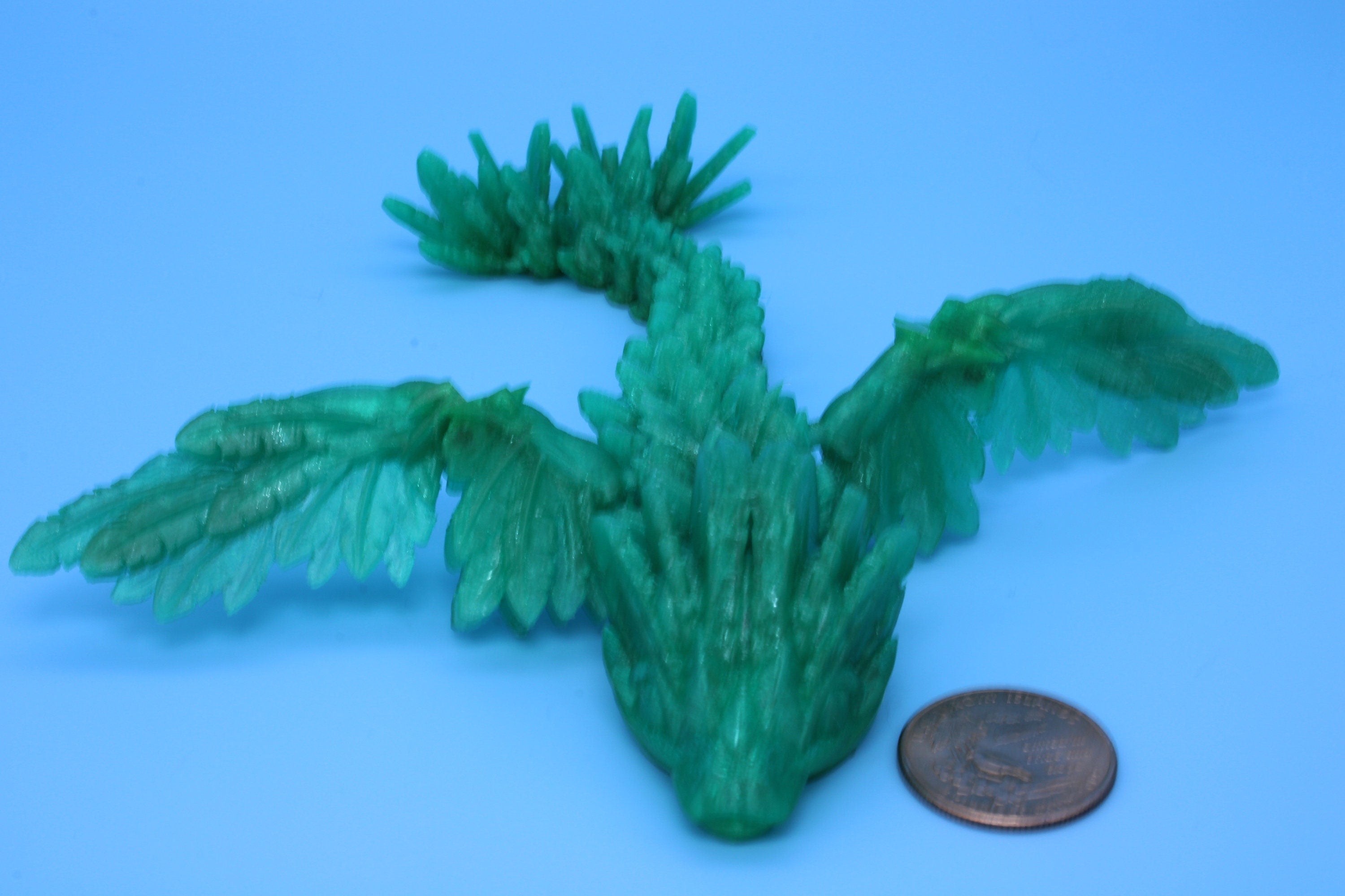 Baby Flying Serpent-Green | 3D printed TPU | Flexible Miniature | 7 in.