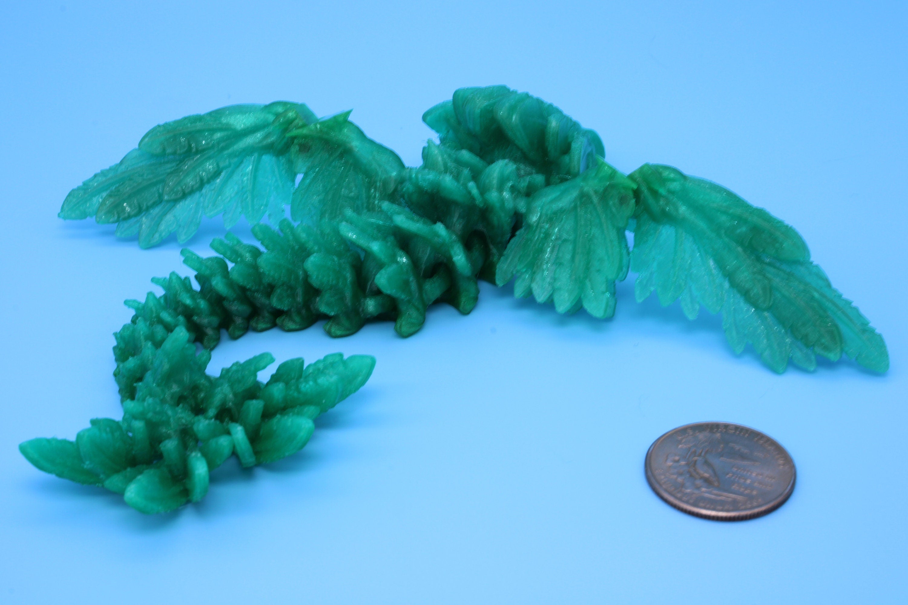 Baby Flying Serpent-Green | 3D printed TPU | Flexible Miniature | 7 in.