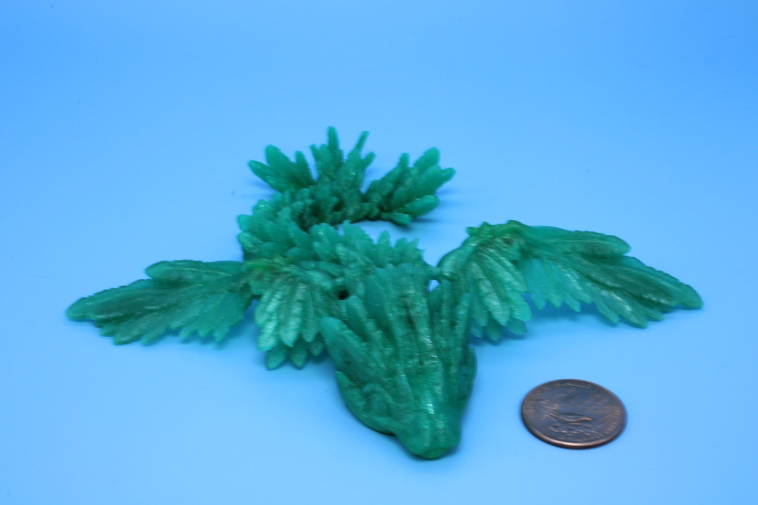 Baby Flying Serpent-Green | 3D printed TPU | Flexible Miniature | 7 in.