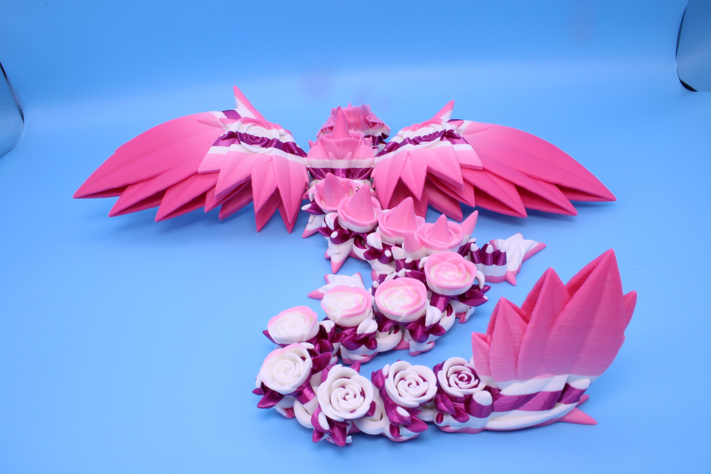 Rose Wing Dragon-Multi Color | Articulating Dragon | 3D Printed Fidget | 19 in.