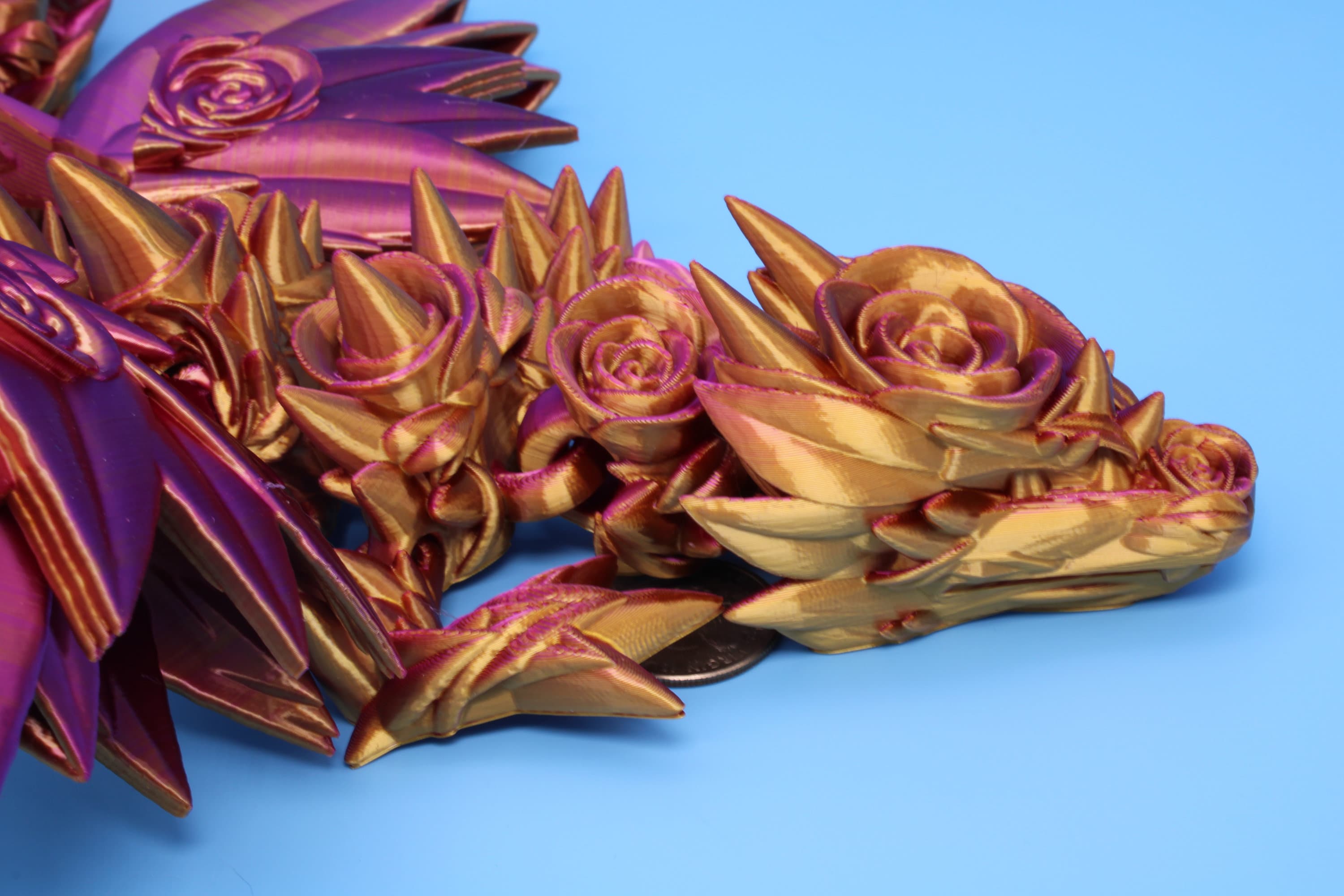 Rose Wing Dragon | Articulating Dragon | 3D Printed Fidget | 19 in.