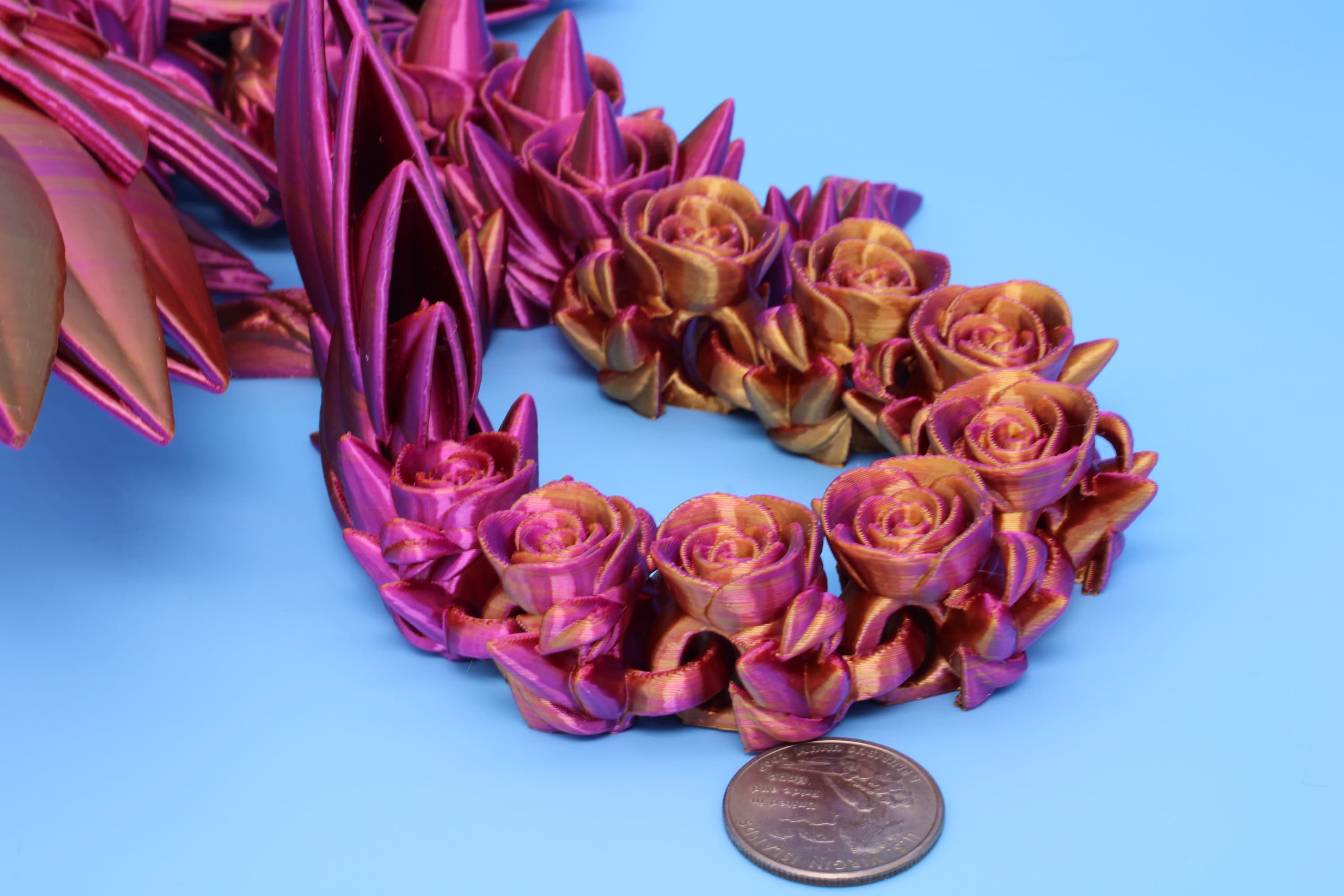 Rose Wing Dragon | Articulating Dragon | 3D Printed Fidget | 19 in.