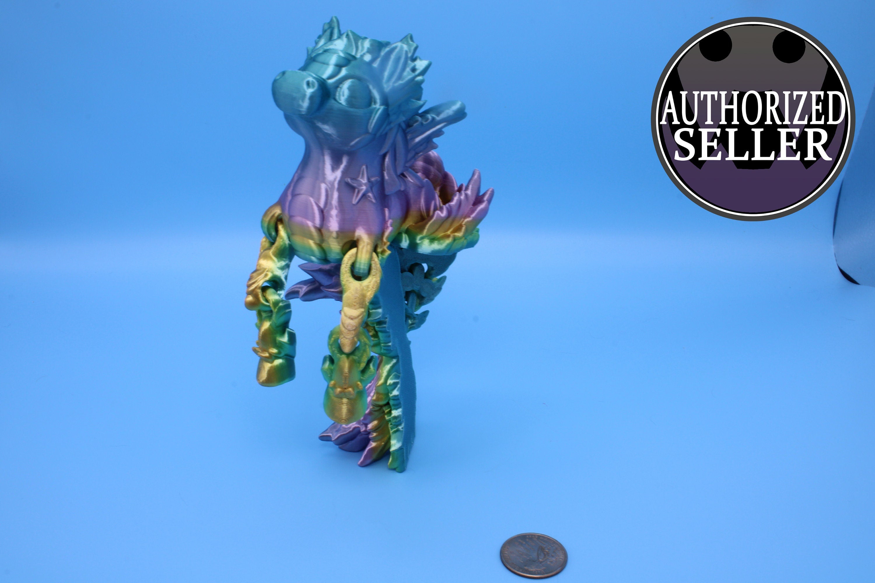 Sea Horse | Rainbow | Cute Hippocampus | 9.5 in. | 3D Printed | Sea Horse Fidget Toy.
