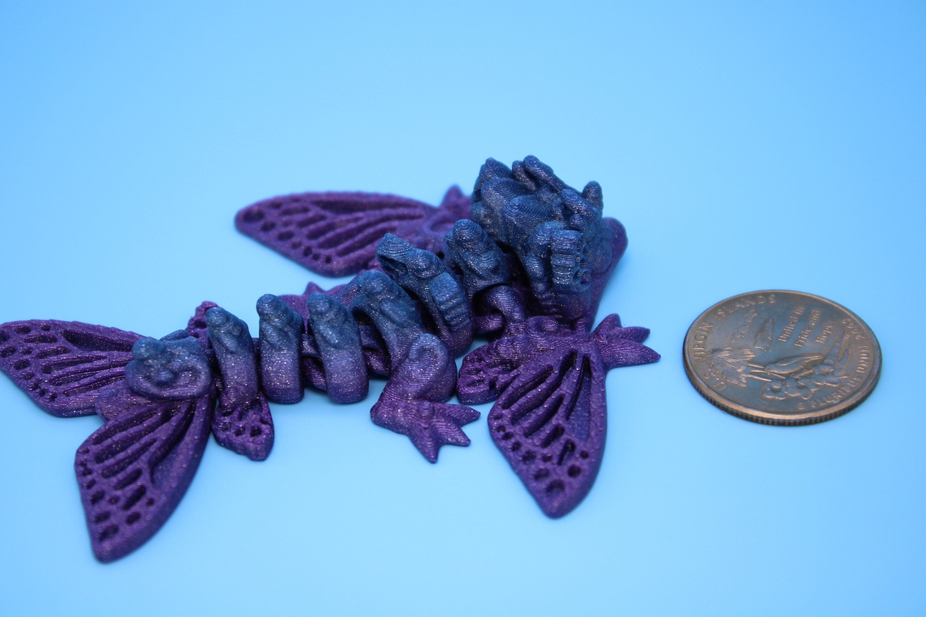 Butterfly Wyvern | Miniature | 3D Printed | Wyvern Dragon | 3.25 in. | Dragon Toy | Fidget Toy | Flexi Dragon.
