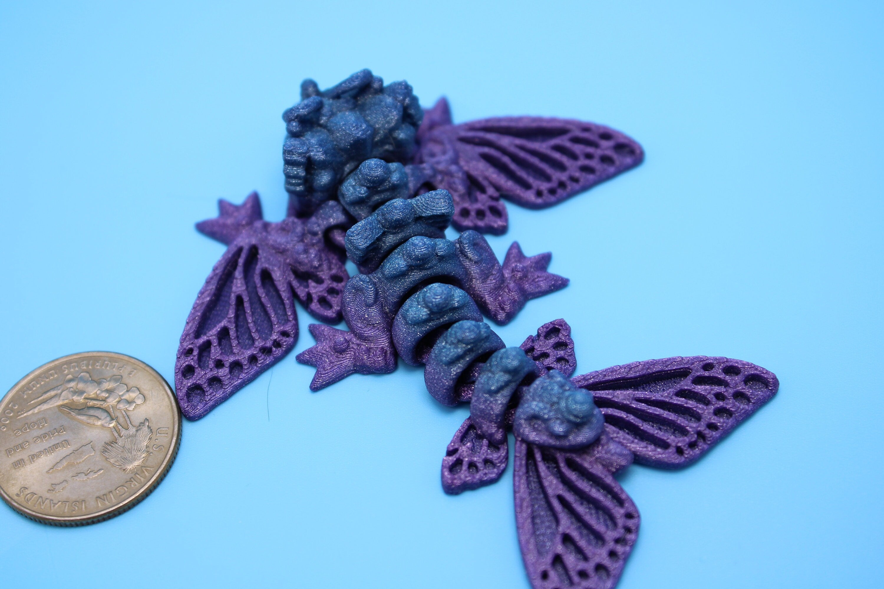 Butterfly Wyvern | Miniature | 3D Printed | Wyvern Dragon | 3.25 in. | Dragon Toy | Fidget Toy | Flexi Dragon.