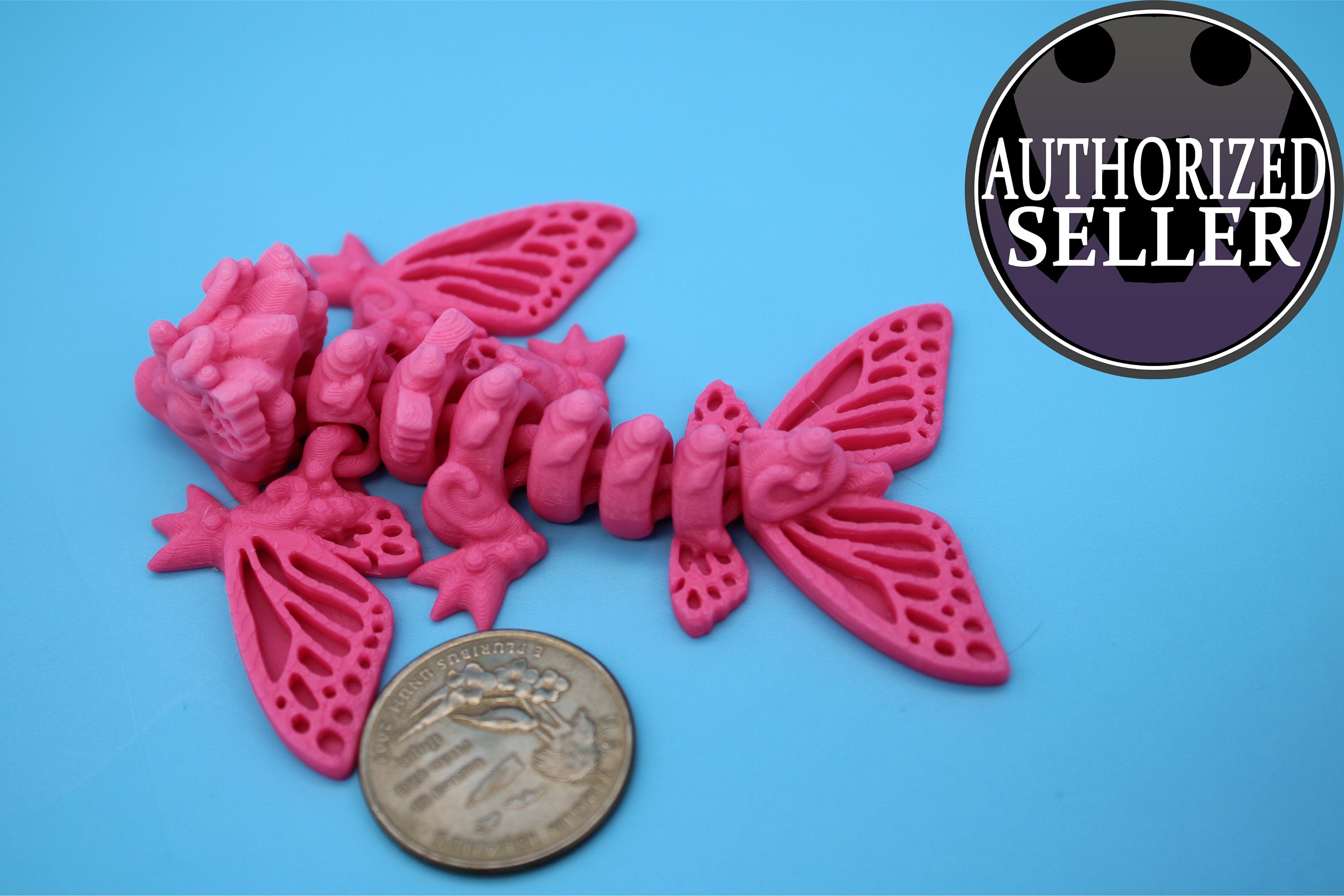 Butterfly Wyvern | Miniature | 3D Printed | Wyvern Dragon | 3.25 in. | Dragon Toy | Fidget Toy | Flexi Dragon.