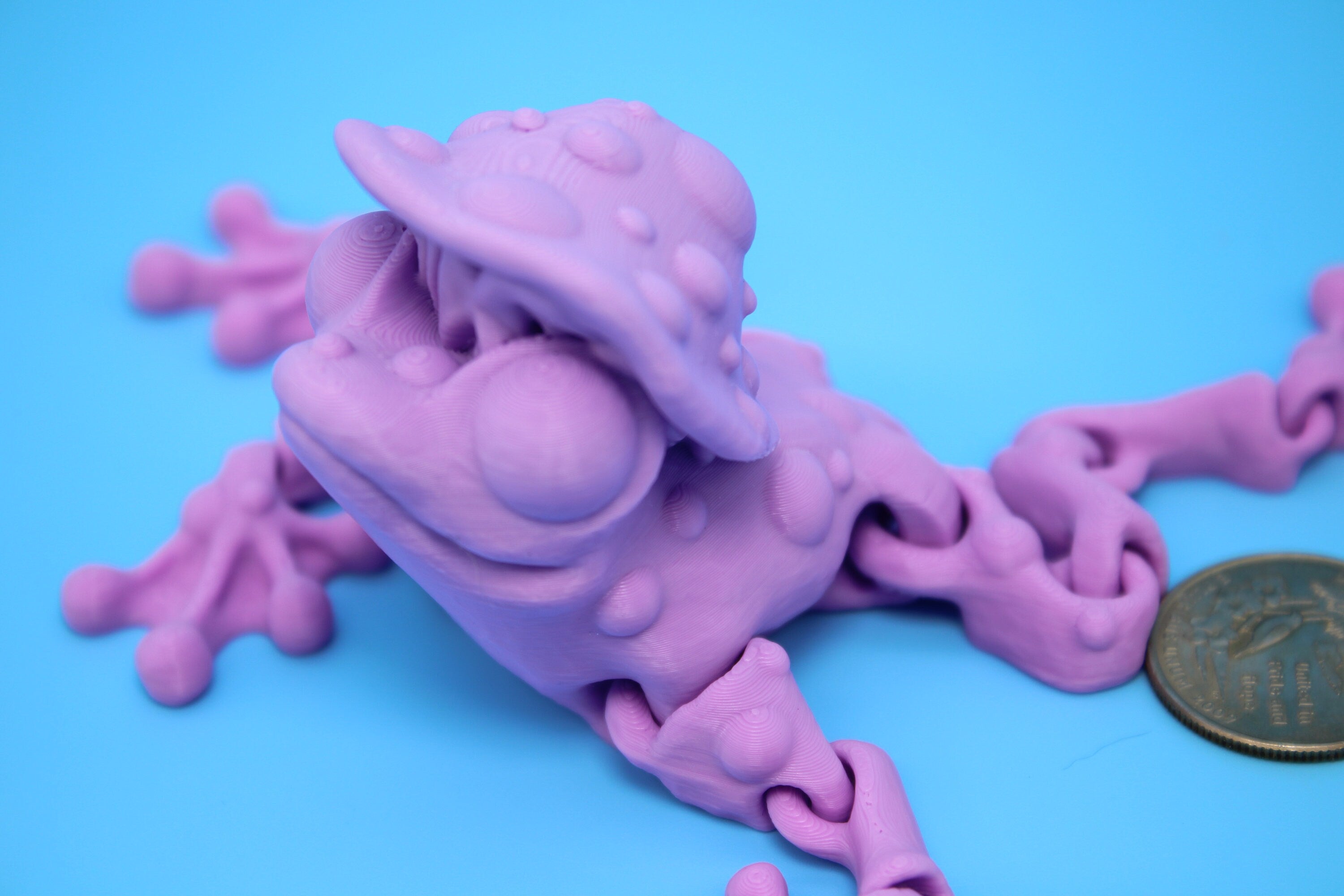 Mushroom Frog-Pink | 3D Printed | Friendly Frog | Fidget Toy | Articulating Frog.