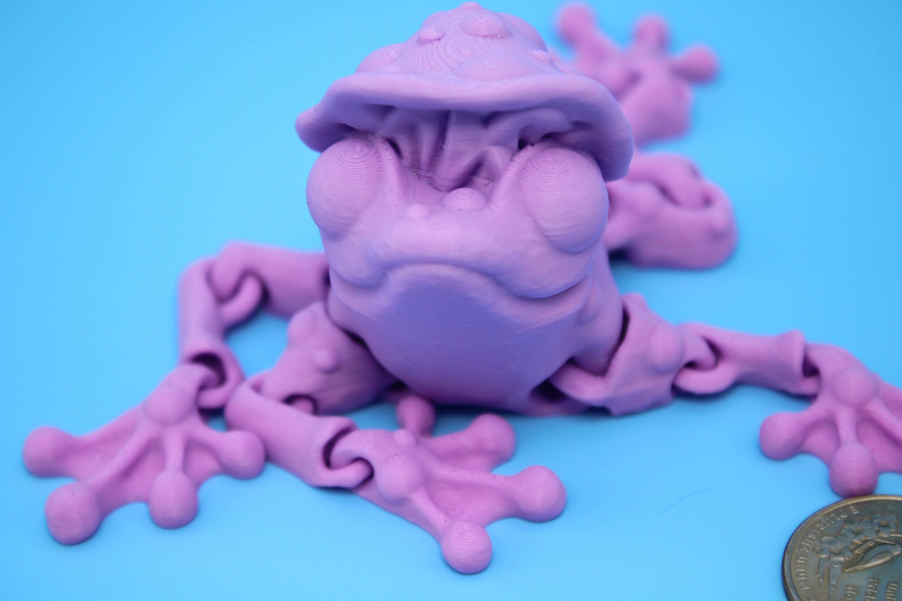 Mushroom Frog-Pink | 3D Printed | Friendly Frog | Fidget Toy | Articulating Frog.