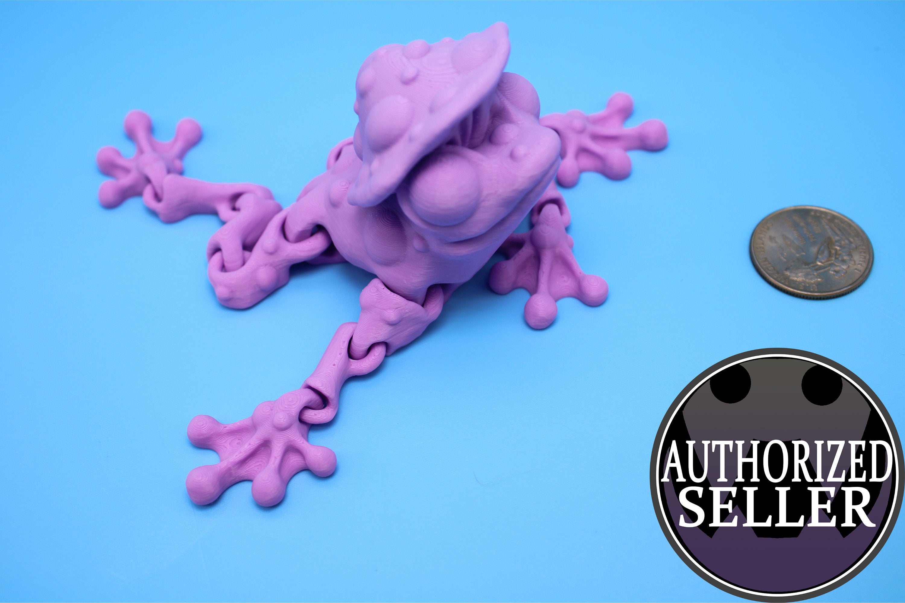 Mushroom Frog-Pink | 3D Printed | Friendly Frog | Fidget Toy | Articulating Frog.