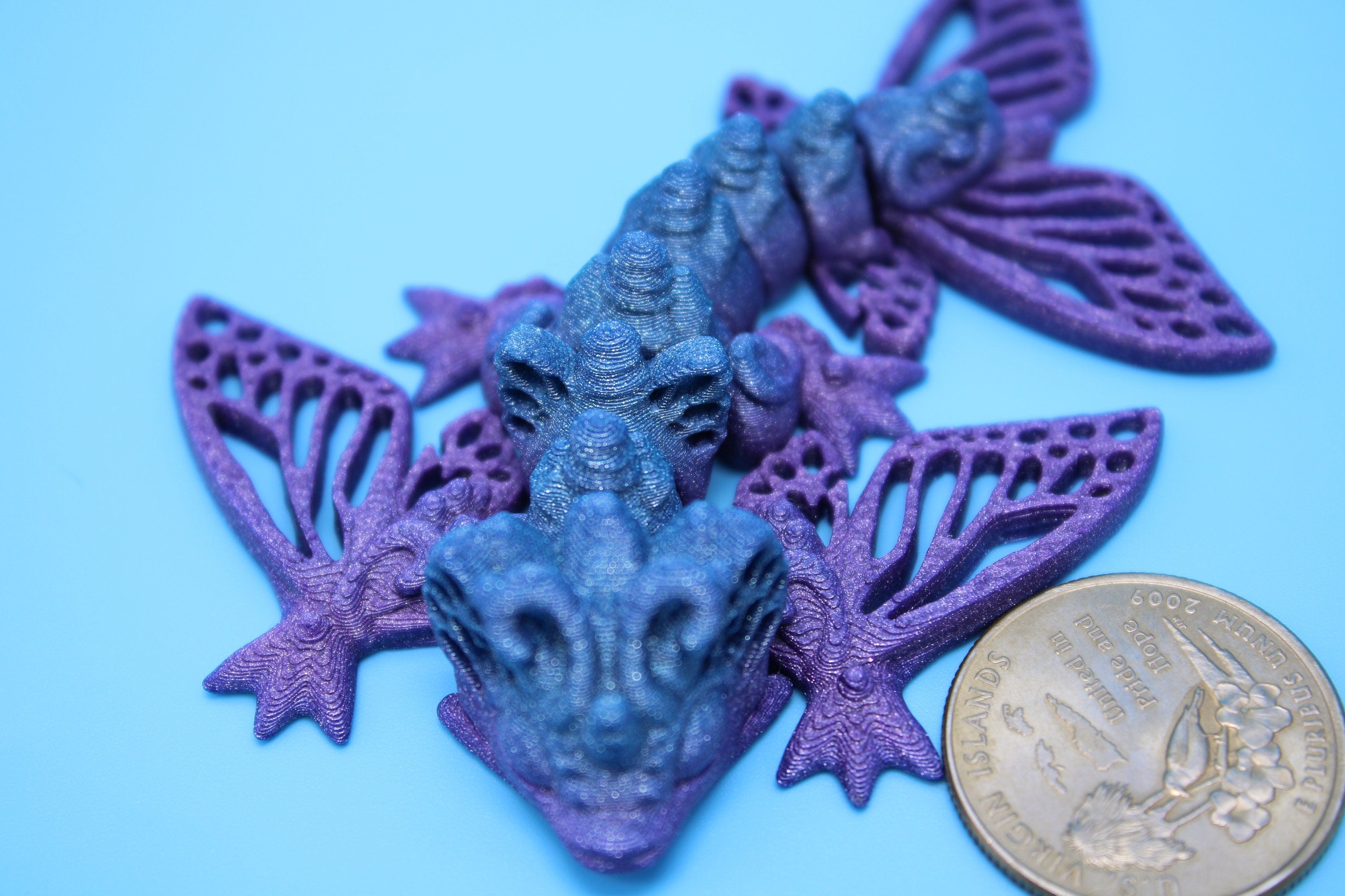 Butterfly Wyvern | Miniature | 3D Printed | Wyvern Dragon | 3.25 in. | Dragon Toy | Fidget Toy | Flexi Dragon.