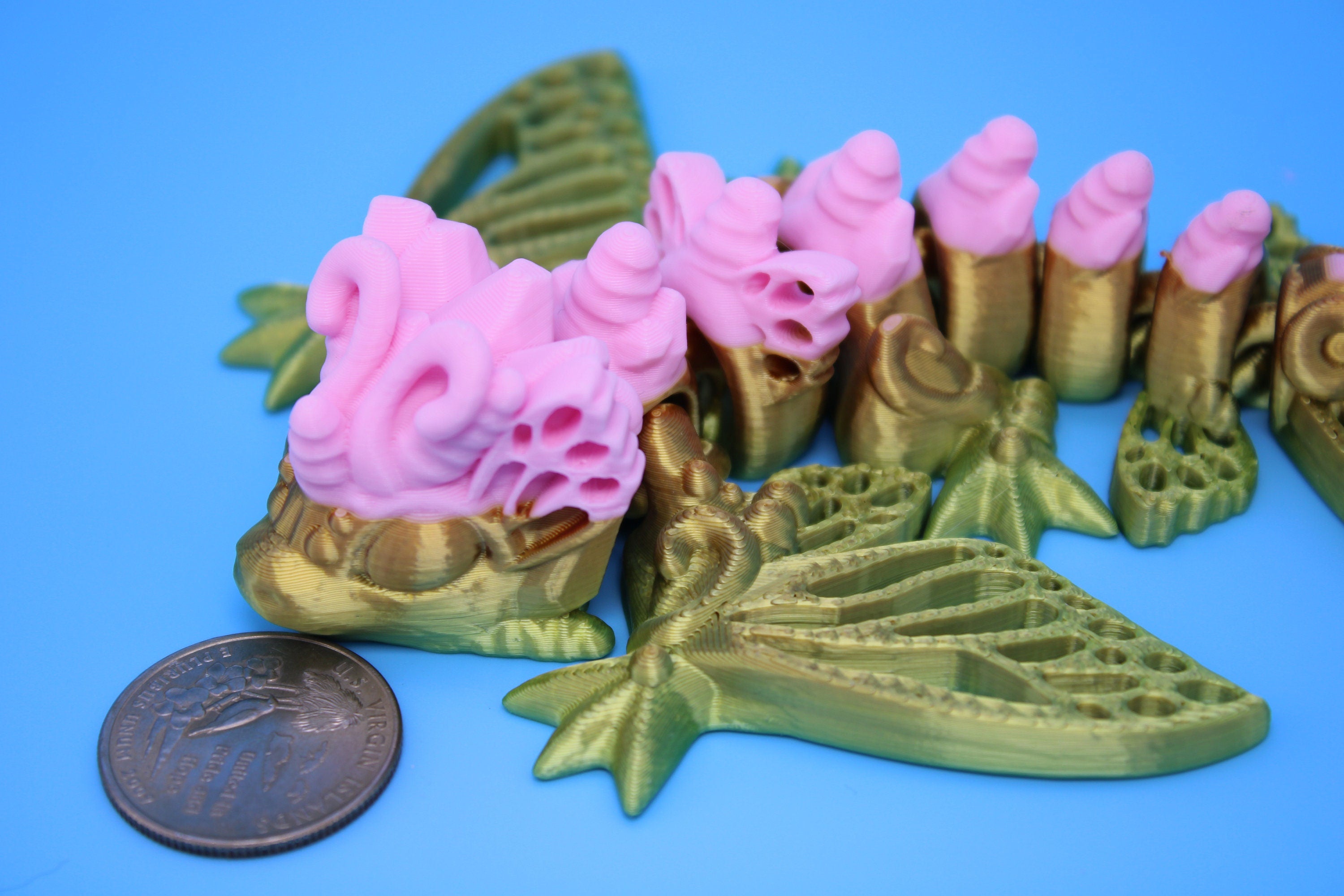 Butterfly Wyvern | Miniature | 3D Printed | Wyvern Dragon | 3.25 in. | Dragon Toy | Fidget Toy | Flexi Dragon.